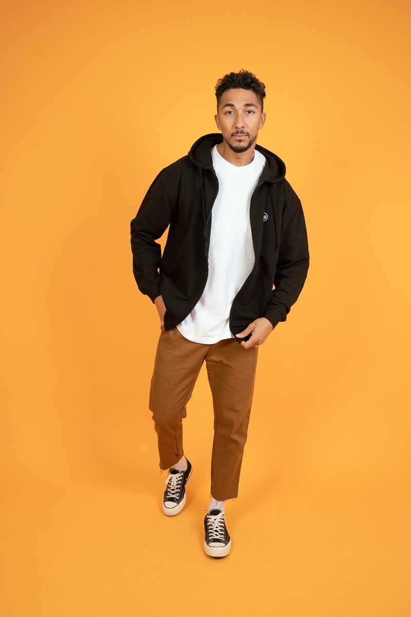 Plant Faced Clothing mannen vegan Hoodie Rits Zwart