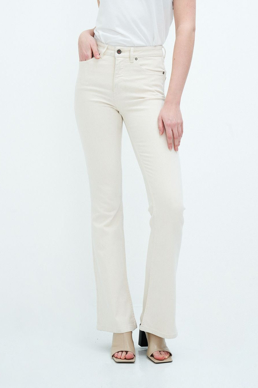 Kuyichi  Jeans Lisette Flare Ongeverfd Gebroken Wit