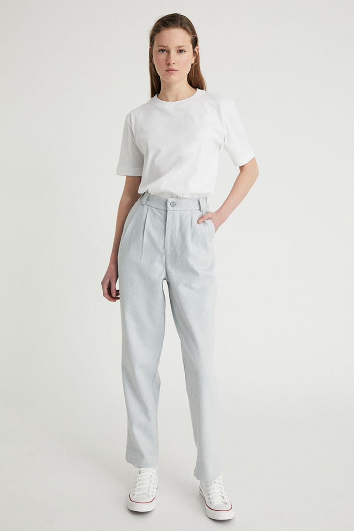Infinitdenim  Broek Geplooid Lichtgrijs