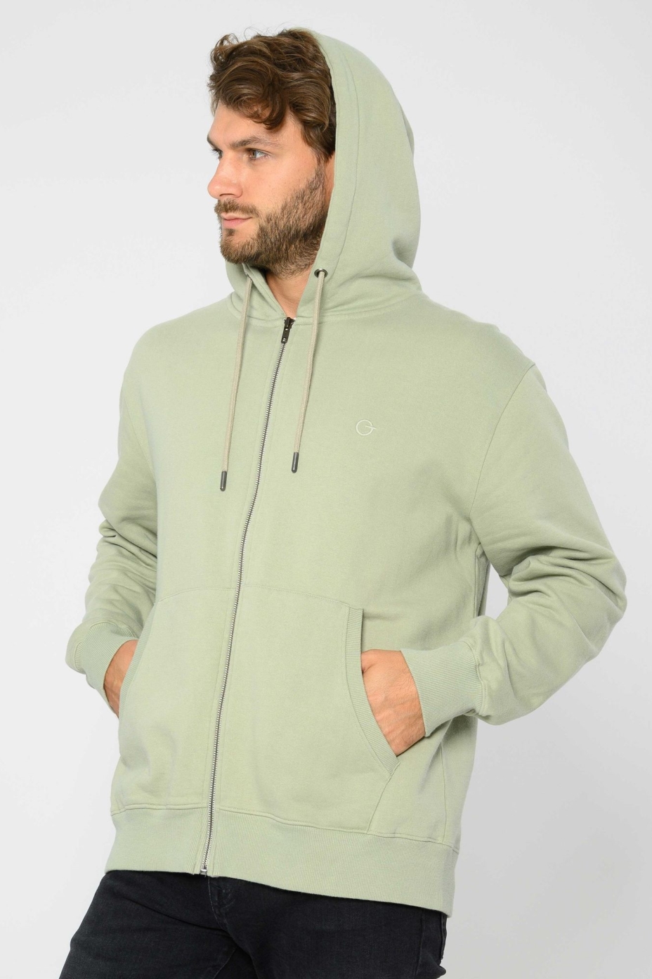 ThokkThokk mannen vegan Hoodie Met Rits Desert Sage Groen