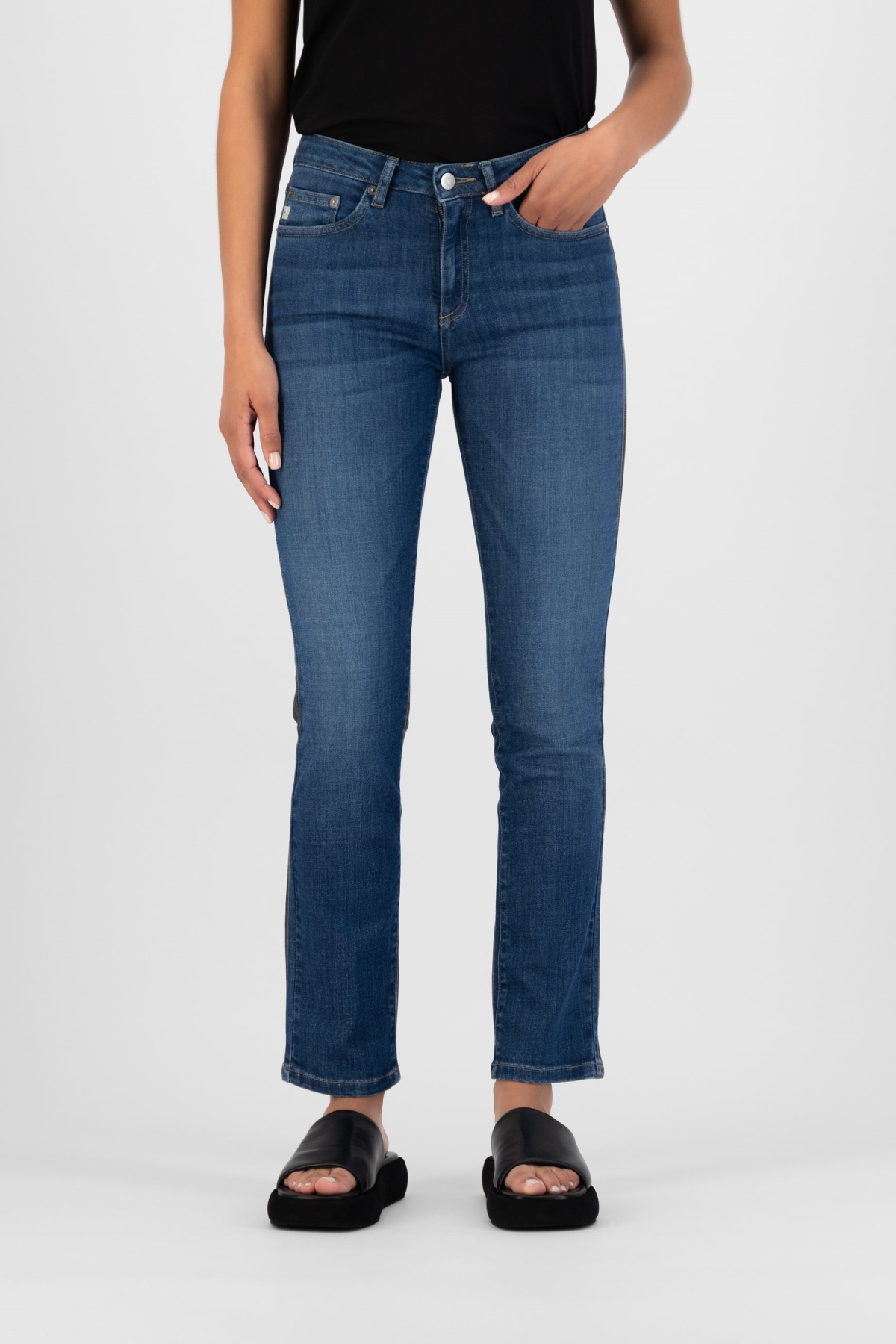 MUD Jeans  Spijkerbroek Straight Faye Stone Indigo Blauw