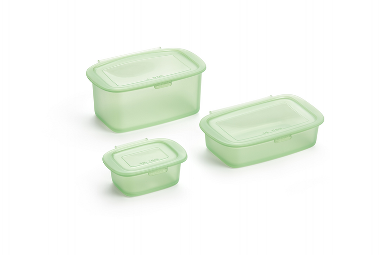 Lékué herbruikbare siliconen voorraaddozen set van 3 - 200ml, 500ml en 1L