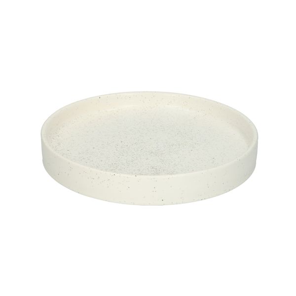 Kaarsschotel, keramiek, mat wit gespikkeld, Ø 15,2 cm