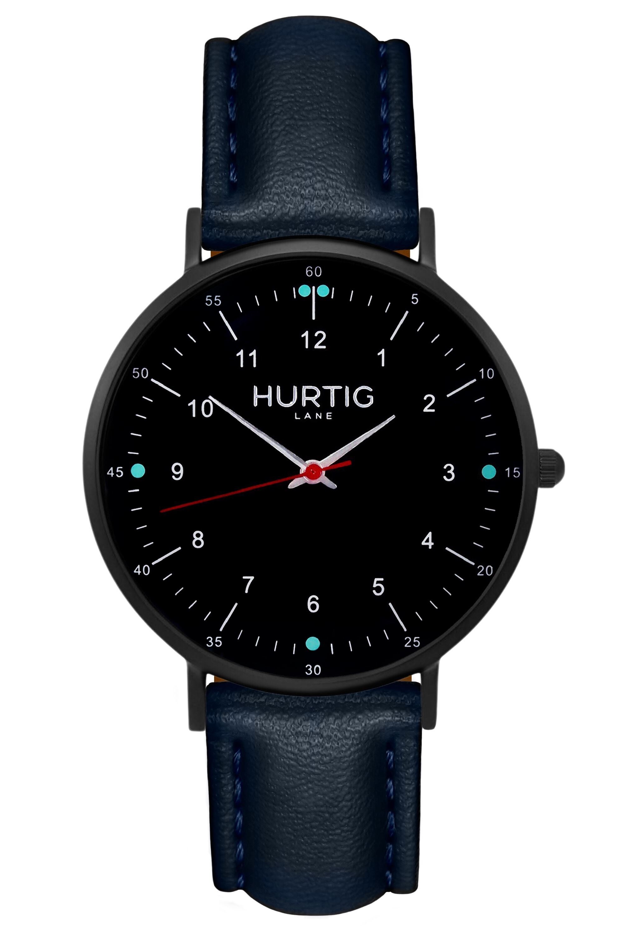 Hurtig Lane  Moderna Horloge All Black & Donkerblauw