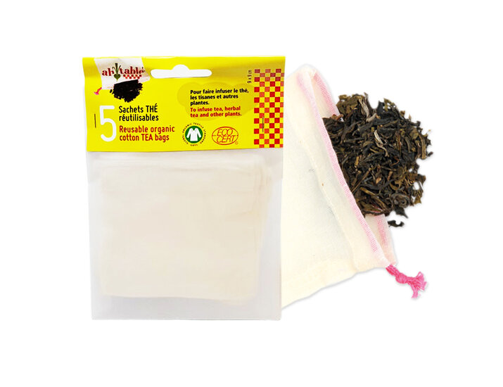 AhTable herbruikbare biologisch katoenen Thee zakjes - 5 stuks 9x9cm
