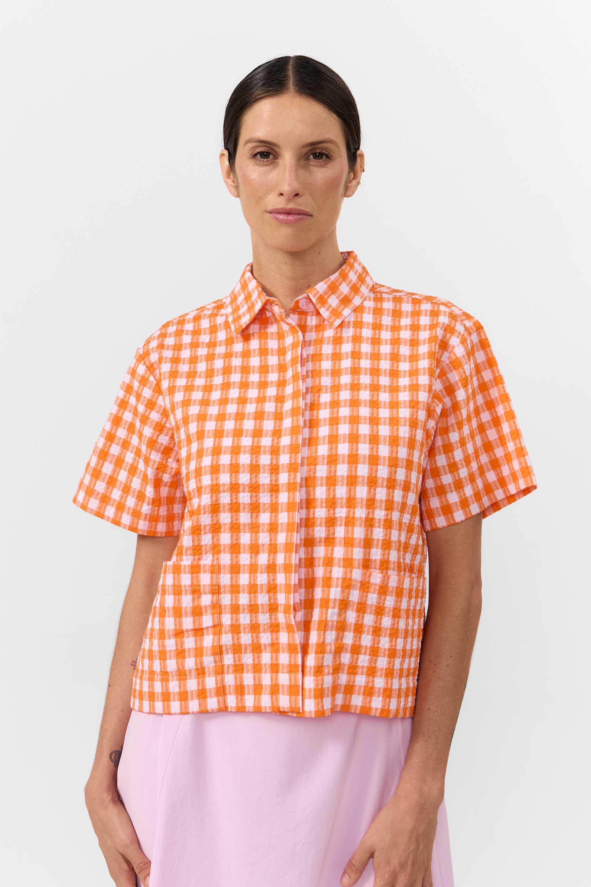 SUITE13LAB  Shirt Eder Check Oranje