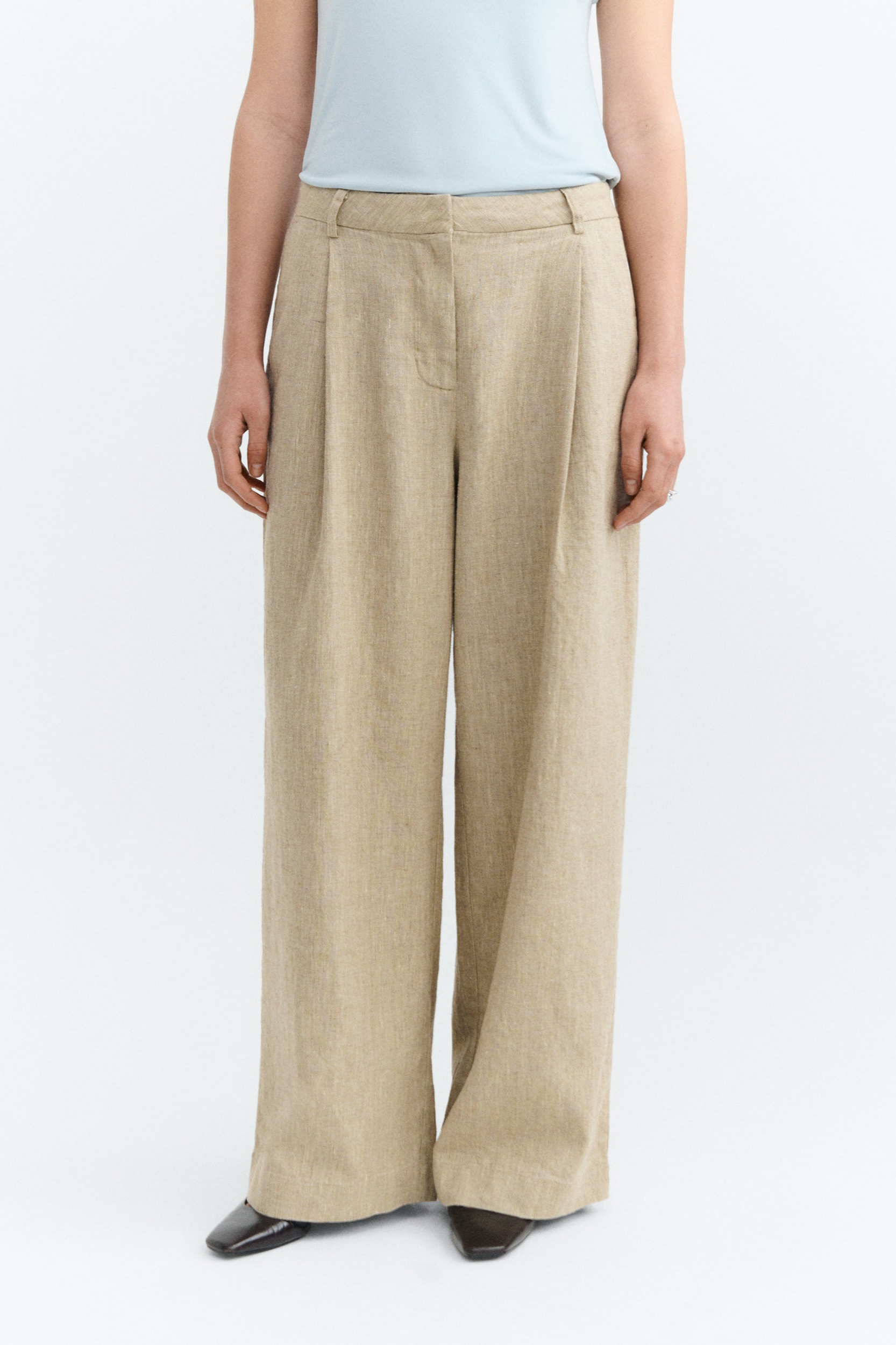 Thinking MU  Broek Met Wijde Pijpen, Patti Raw Ecru