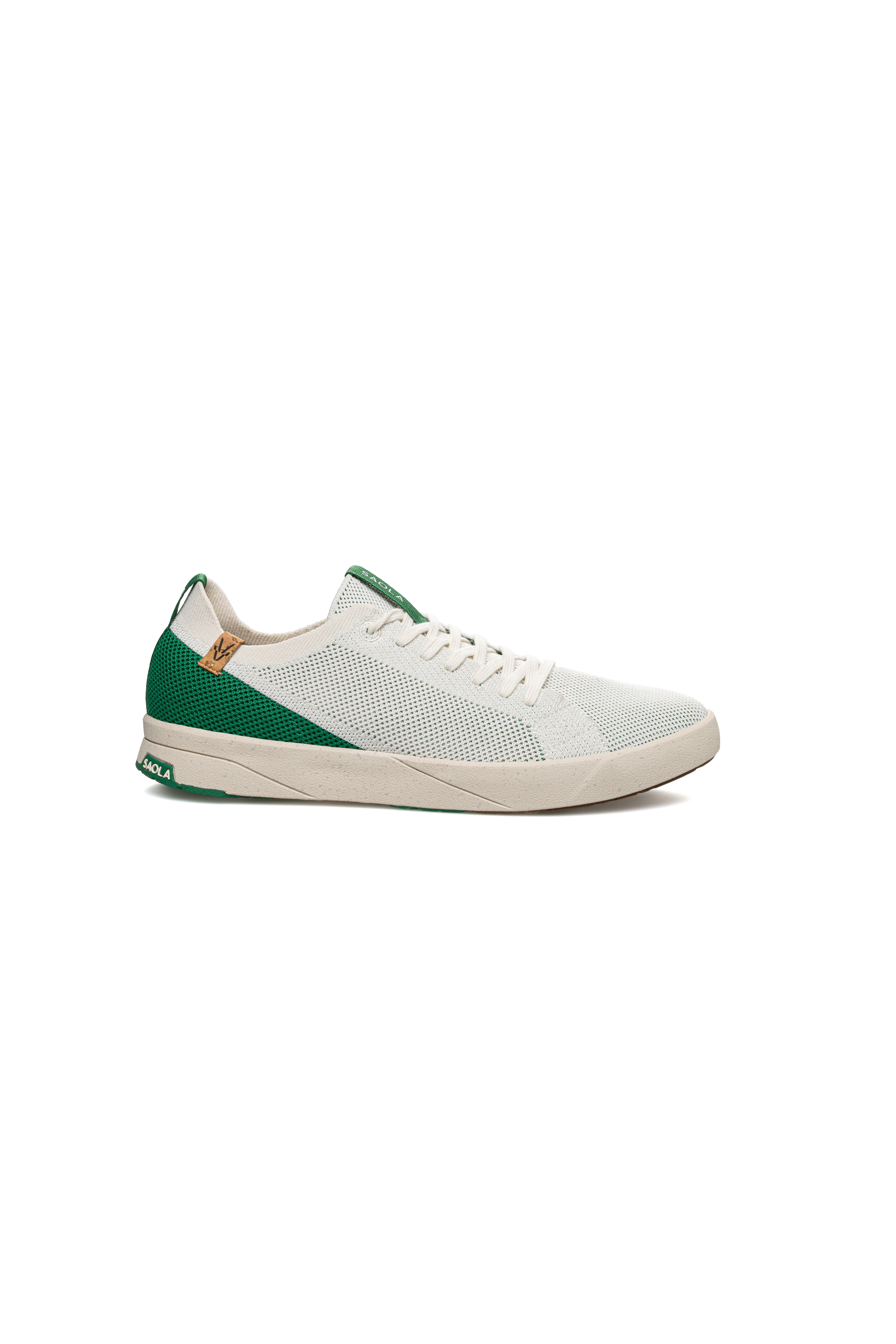 SAOLA mannen vegan Sneakers Voor Heren Cannon Knit 2.0 Wit/Bosgroen