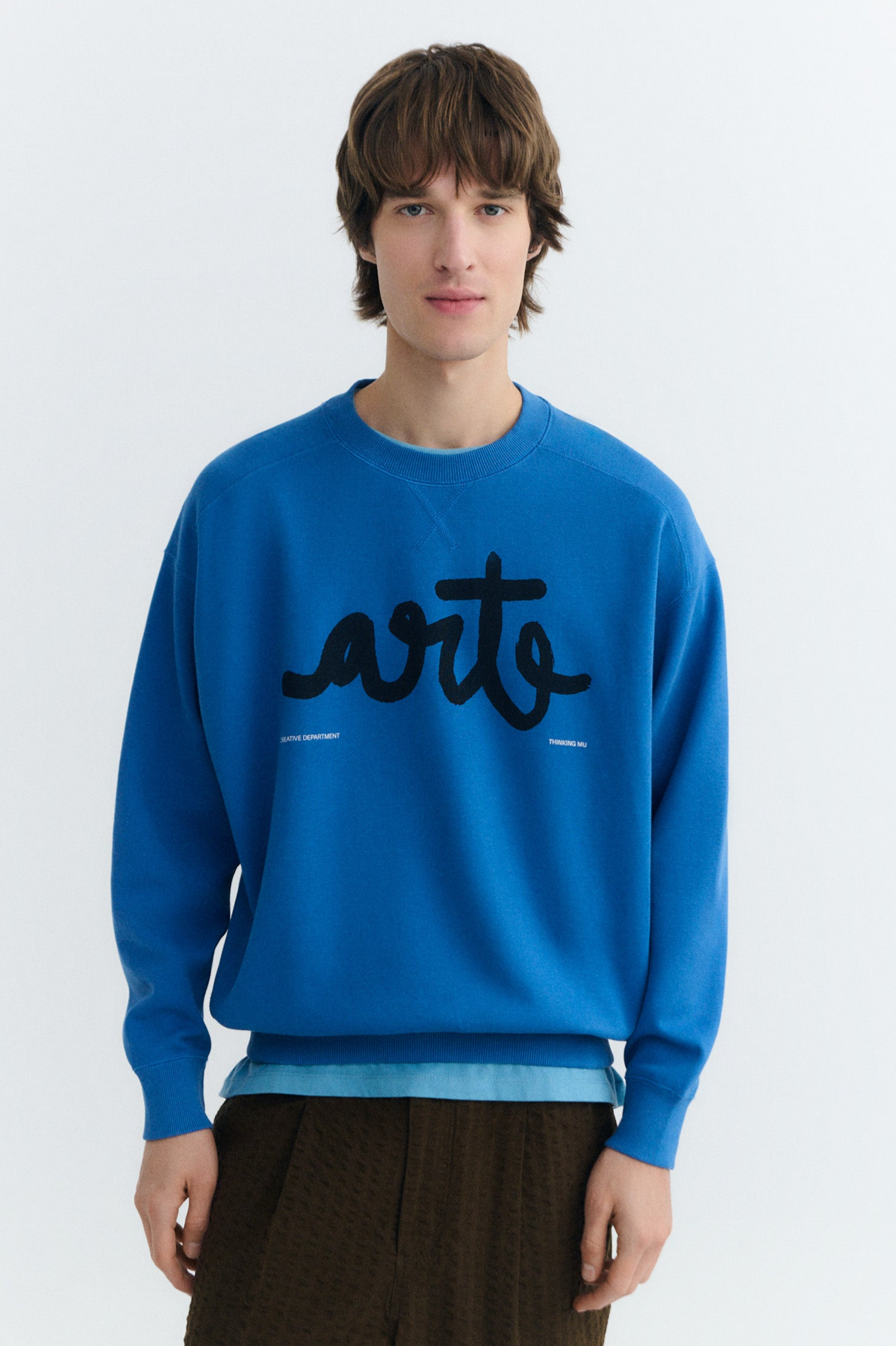 Thinking MU mannen vegan Sweatshirt Jadewon Art, Oversized, Blauw