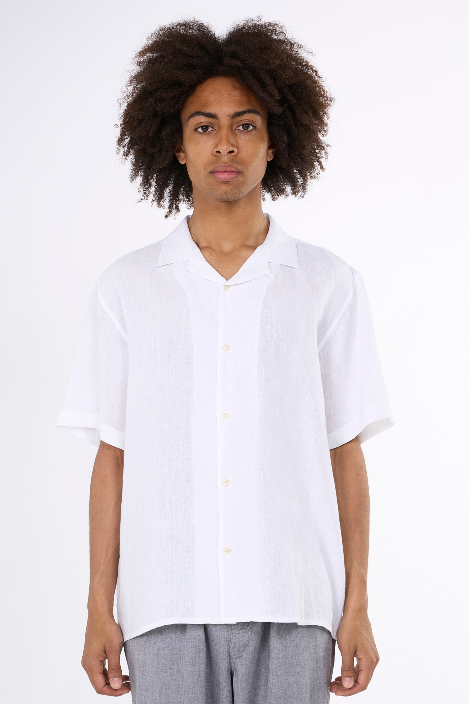 KnowledgeCotton Apparel mannen vegan Shirt Met Korte Mouwen, Box Fit Model, Helder Wit