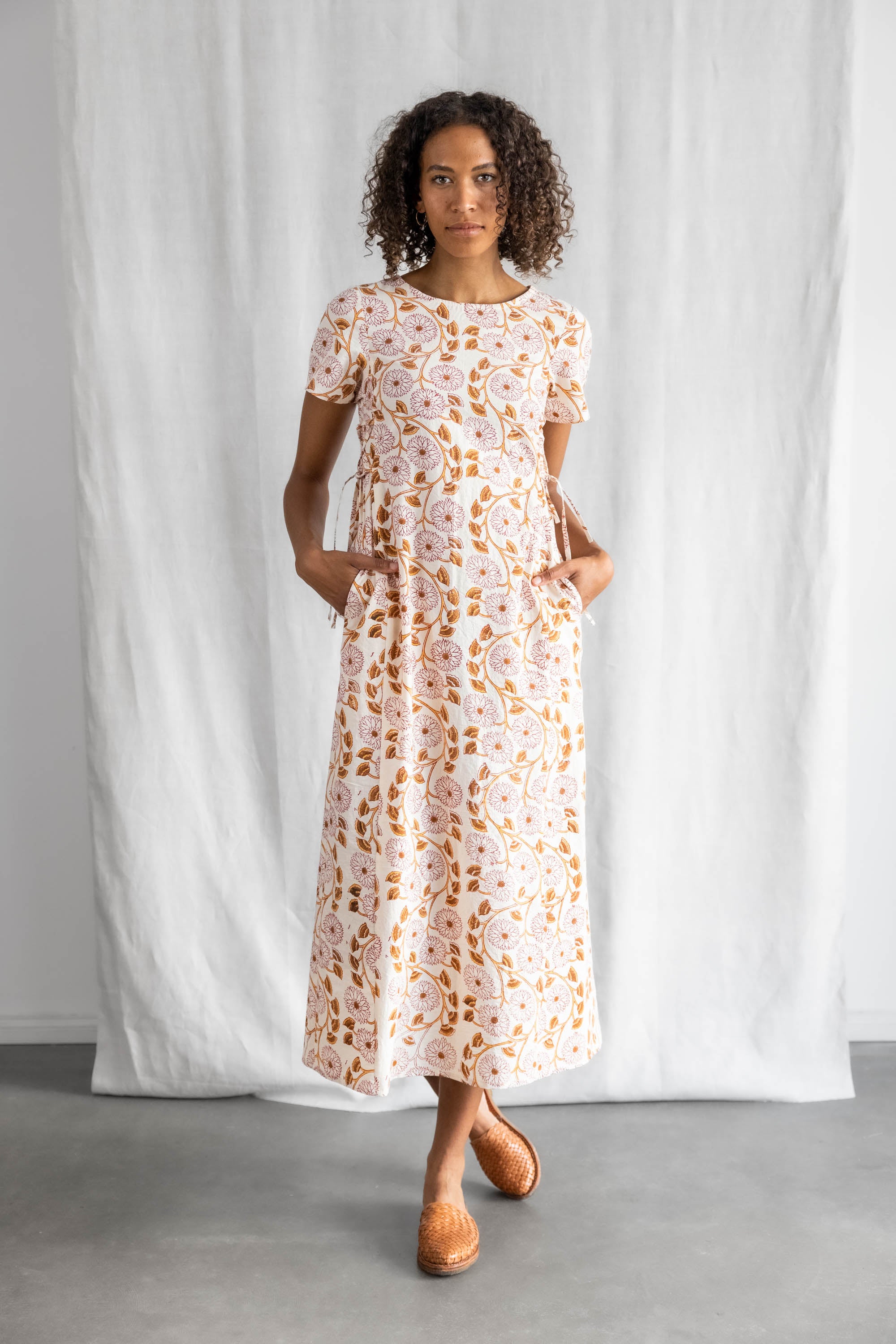 Jyoti - Fair Works  Jurk Ishani Blockprint Bloemen
