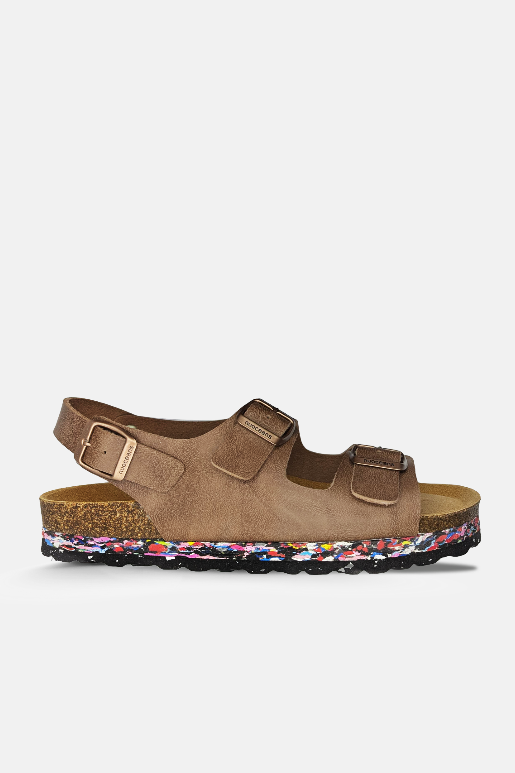 Nuoceans mannen vegan Sandalen In Hazelbruin