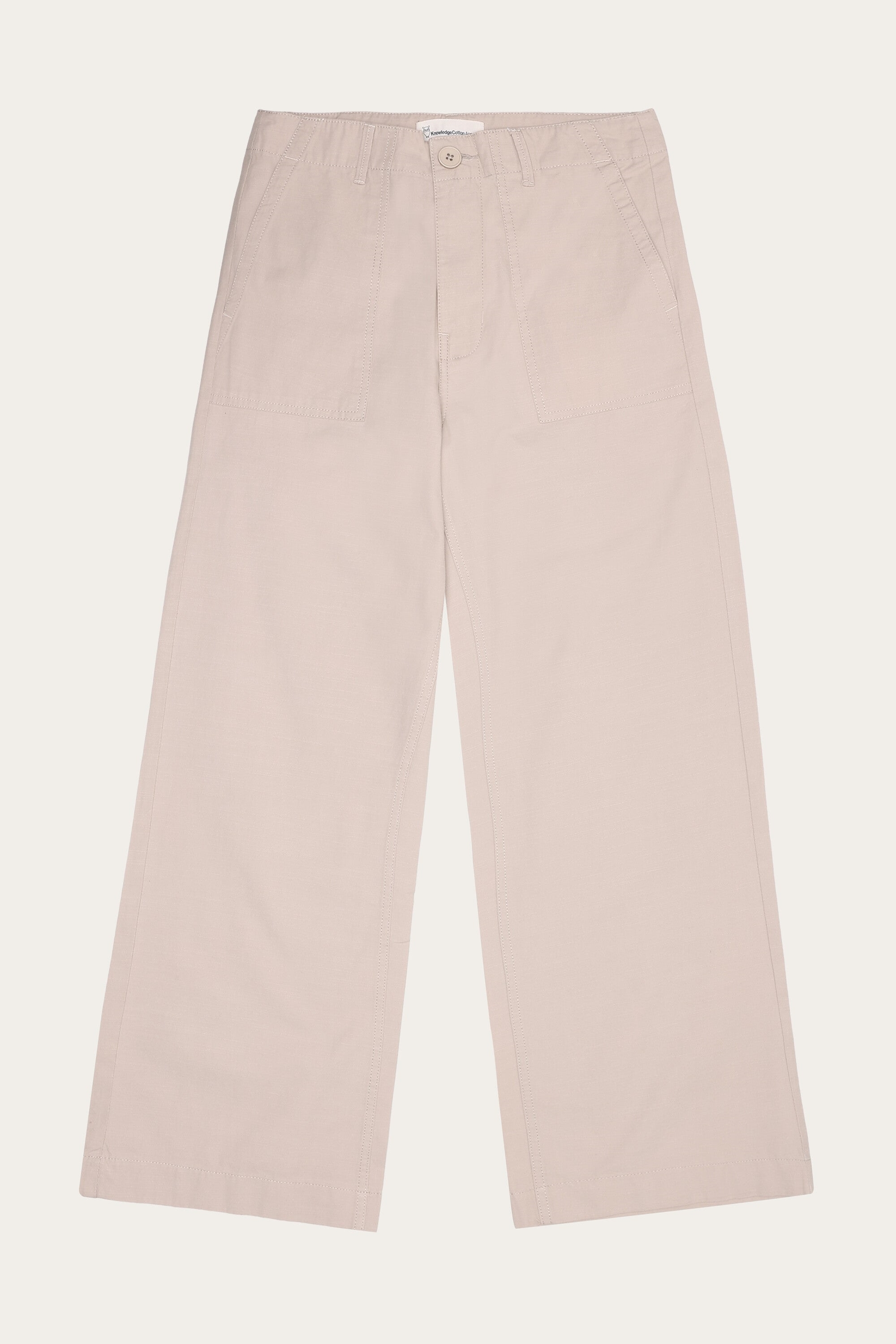 KnowledgeCotton Apparel  Damesbroek Posey Wide Slub Lichtgrijs