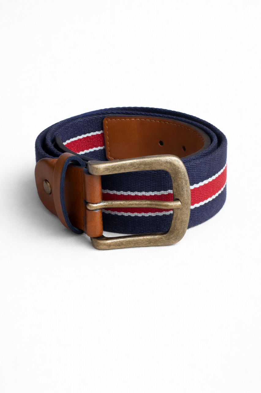 Solari Milano mannen vegan Belt Brera Donkerblauw/Rood/Wit