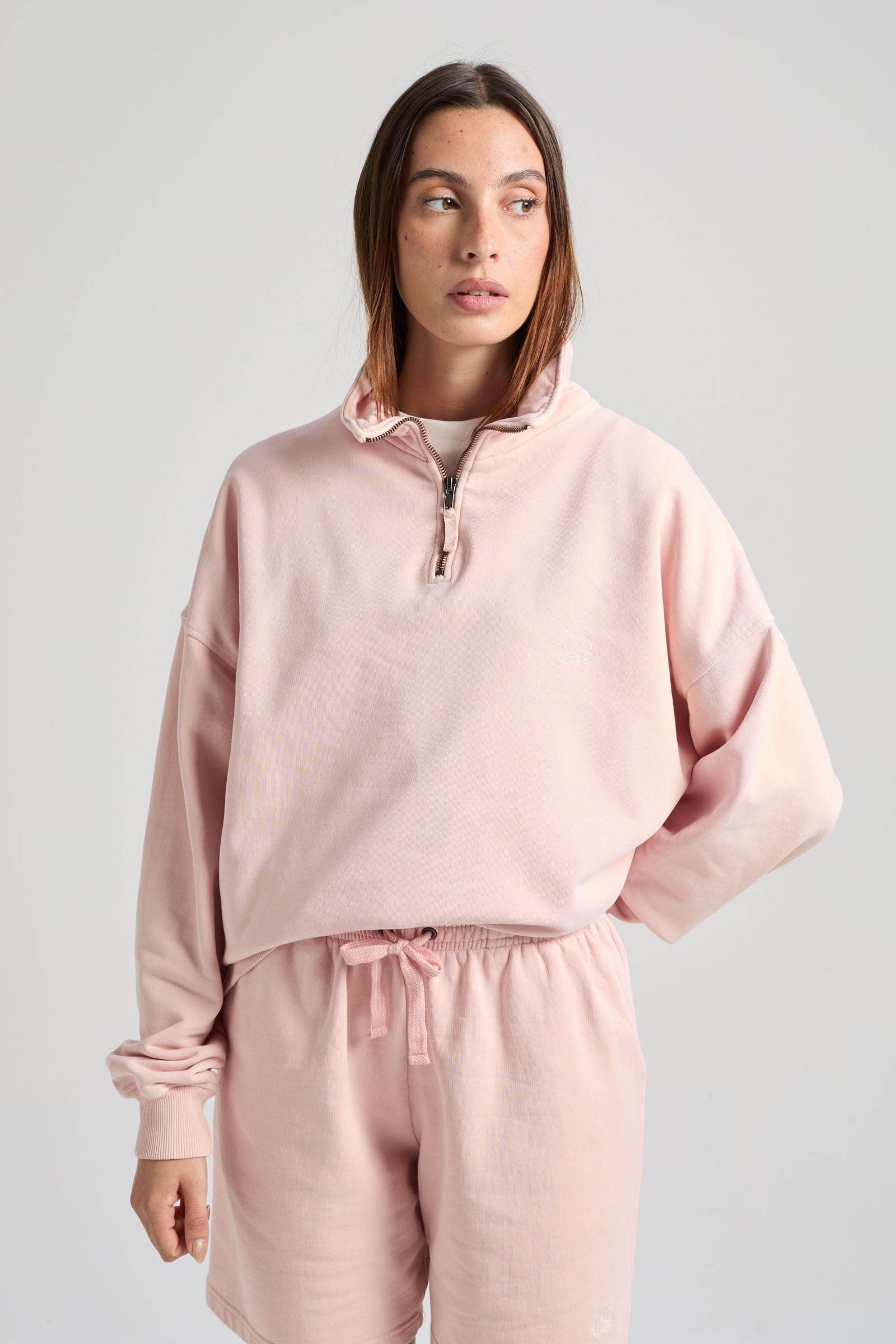 Trendsplant  Sweatshirt Sunwashed Essential Quarter Zip Lotus Pink