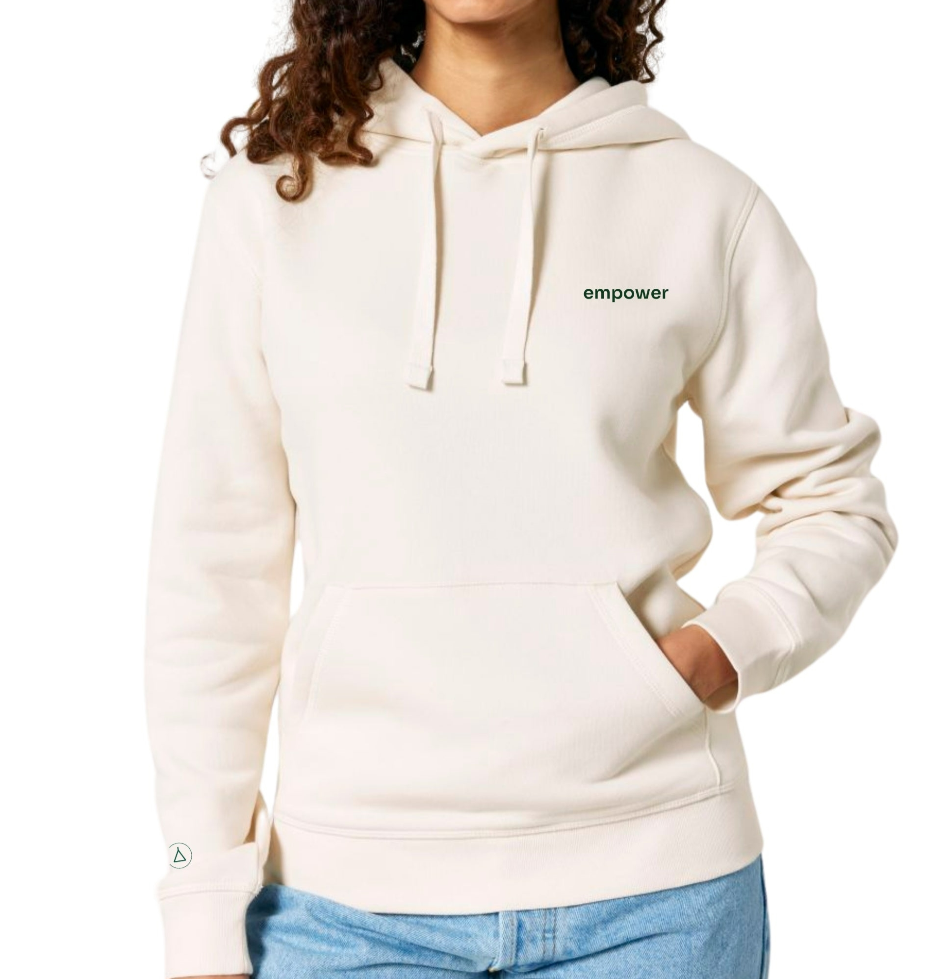 Inaska  Hoodie Unisex Empower Vintage White Donkergroen