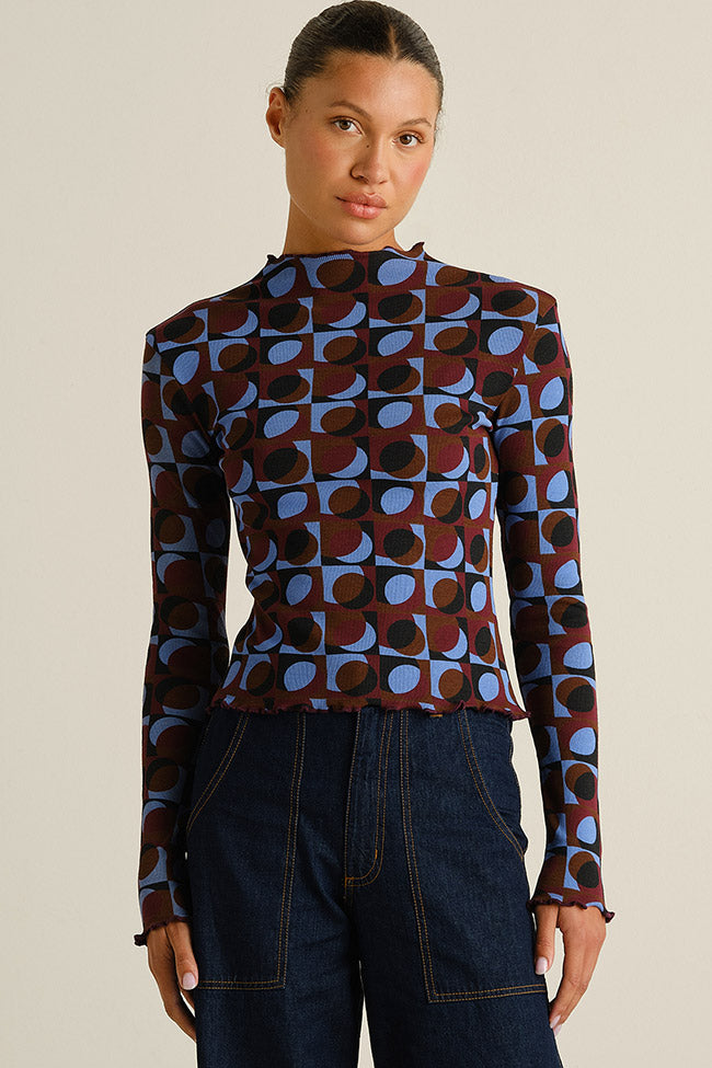 DEDICATED  Top Ryd Rib Retro Bruin/Blauw