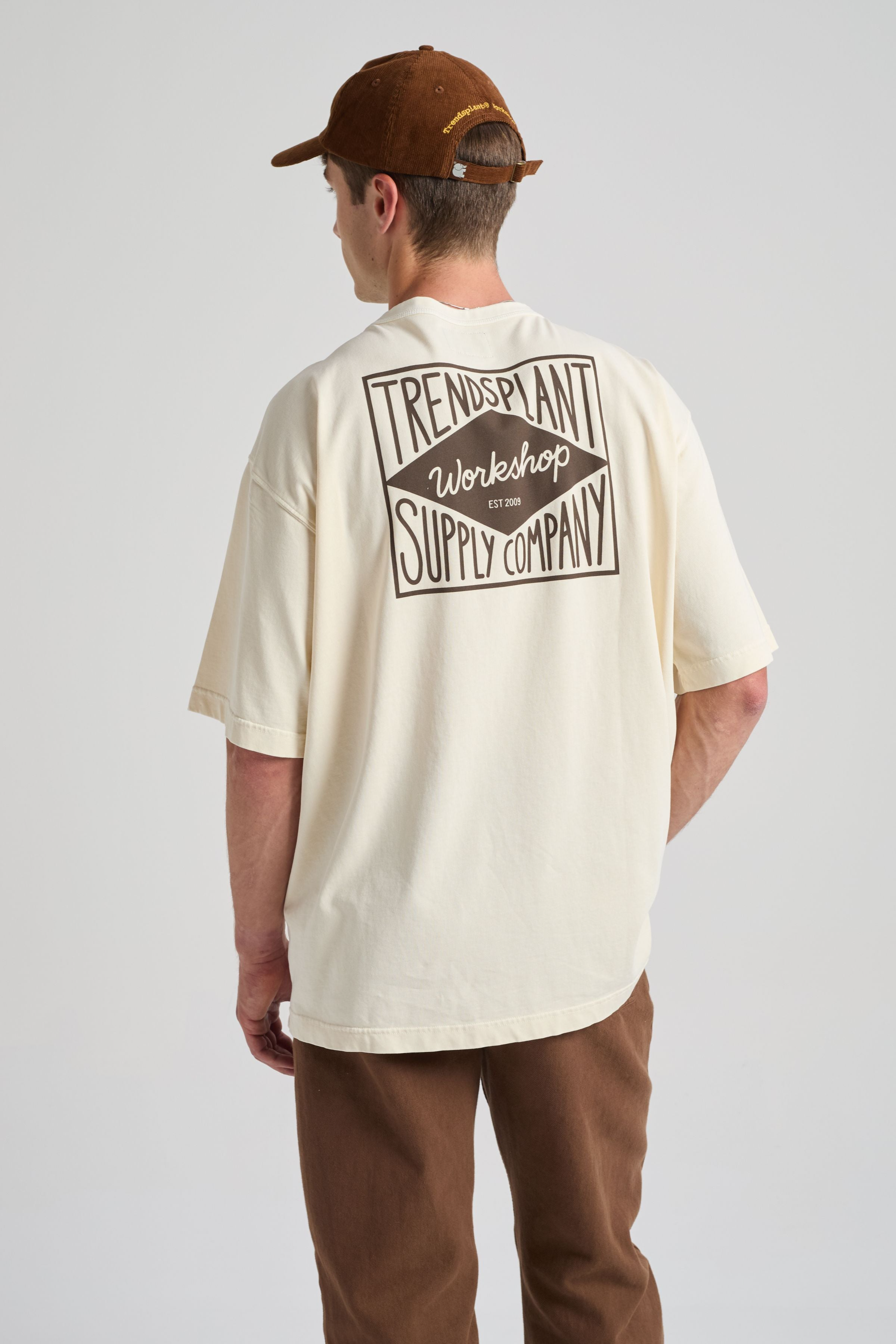 Trendsplant mannen vegan T-Shirt Supply Oversized Antiek Wit