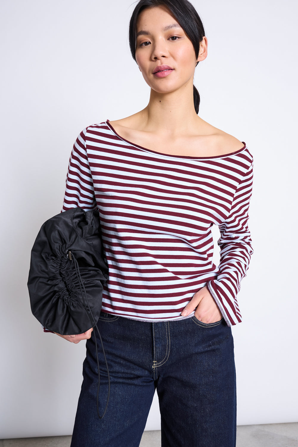 JAN 'N JUNE  Lange Mouwen Off-Shoulder Arba Rood Blauw Gestreept