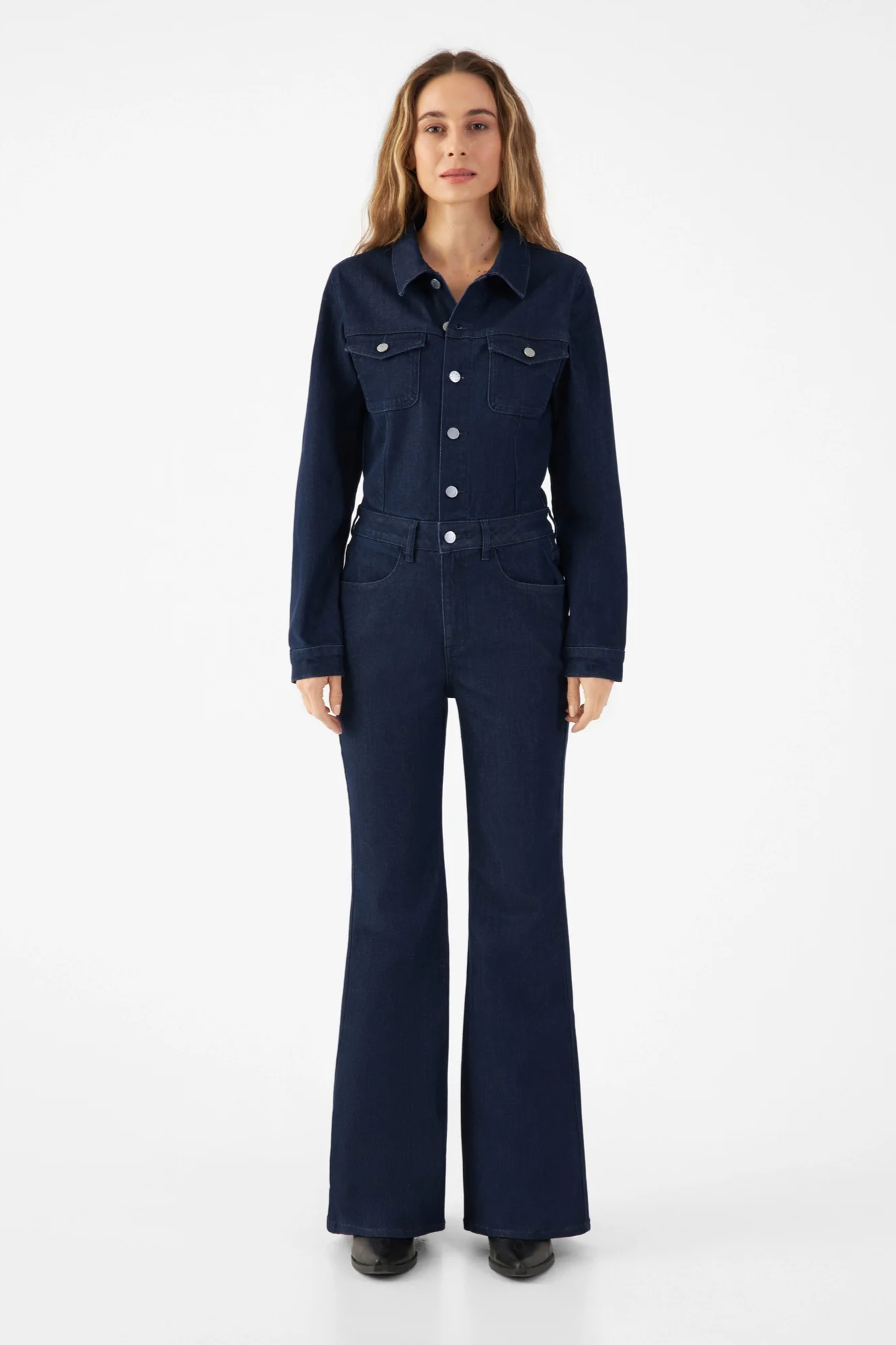 Dawn  Overall Flared Grace Rinse Blue