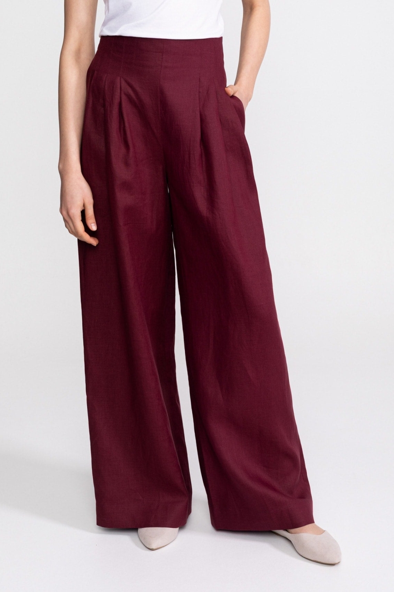 De IONESCU  Broek Met Hoge Taille Deva Bordeaux
