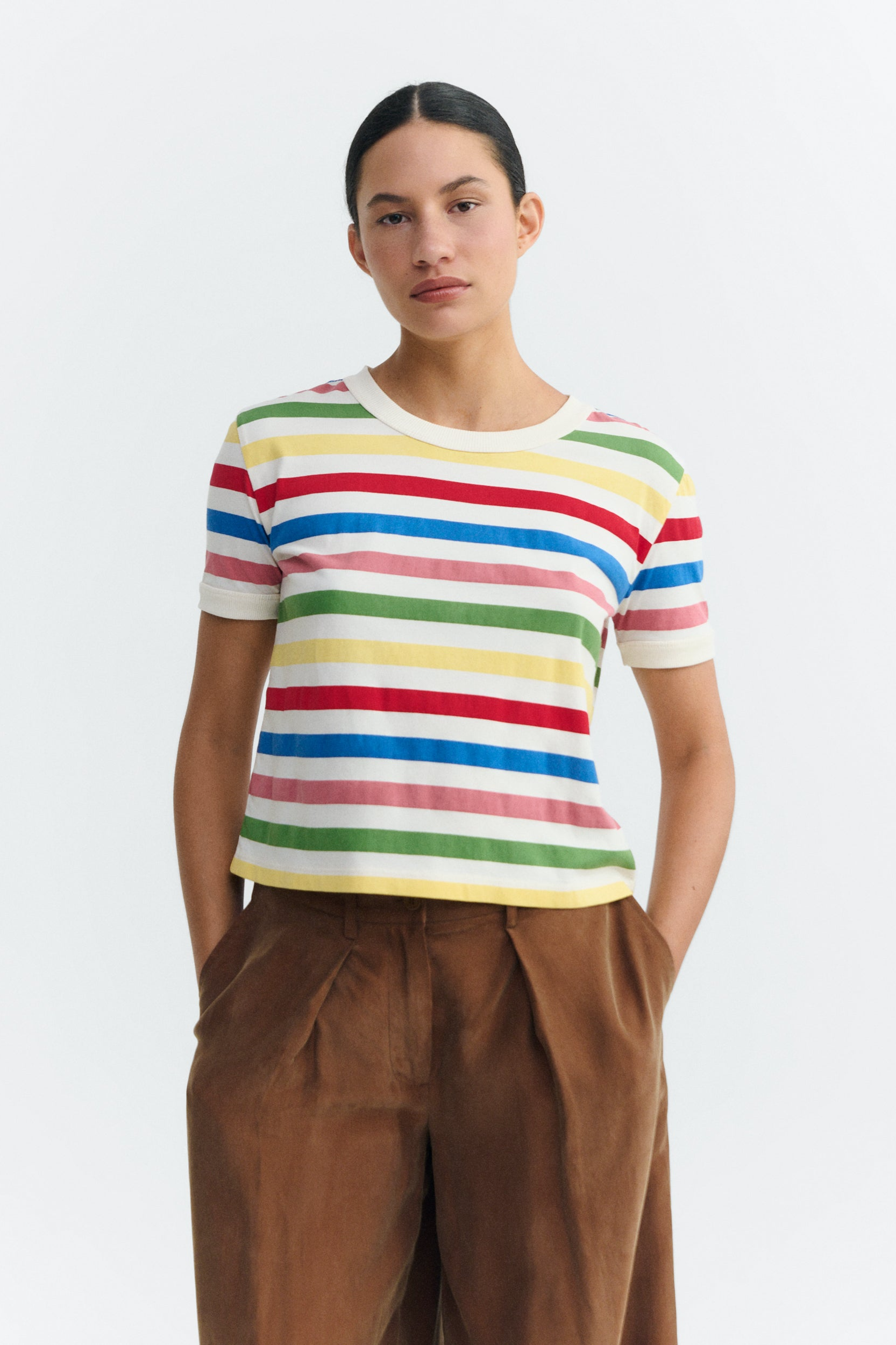 Thinking MU  T-Shirt Zowie R Met Veelkleurige Strepen