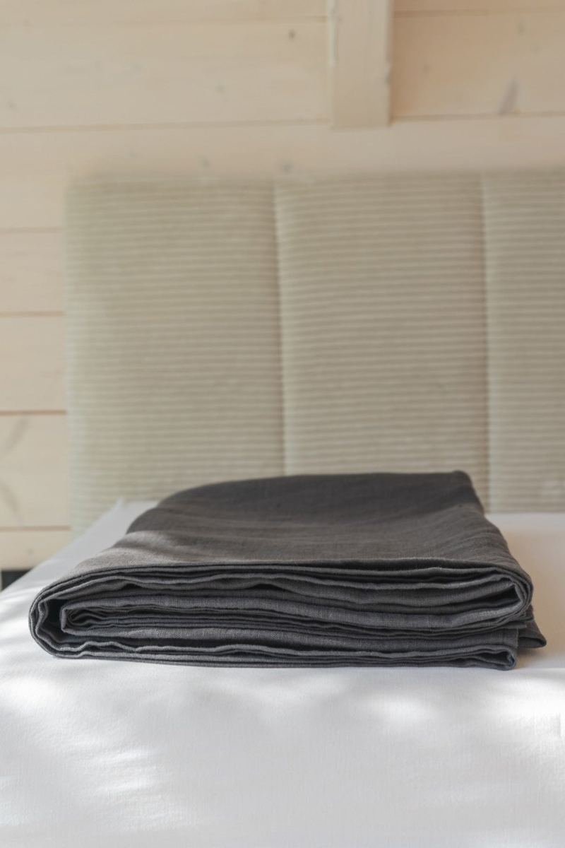 AmourLinen  Plat Laken Houtskool