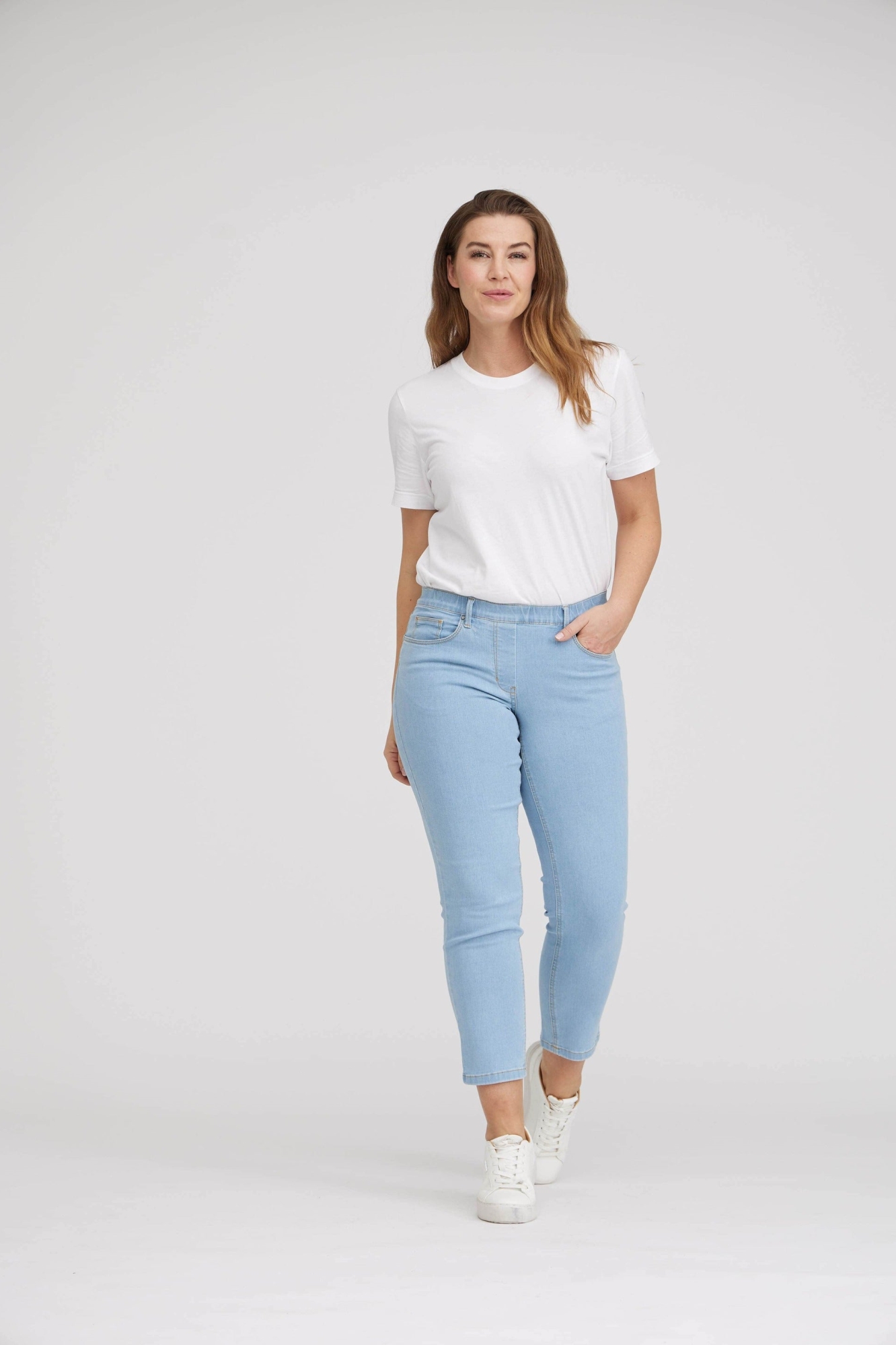 LAURIE  Broek Hannah Normaal Extra Korte Lengte Lichtblauw Denim
