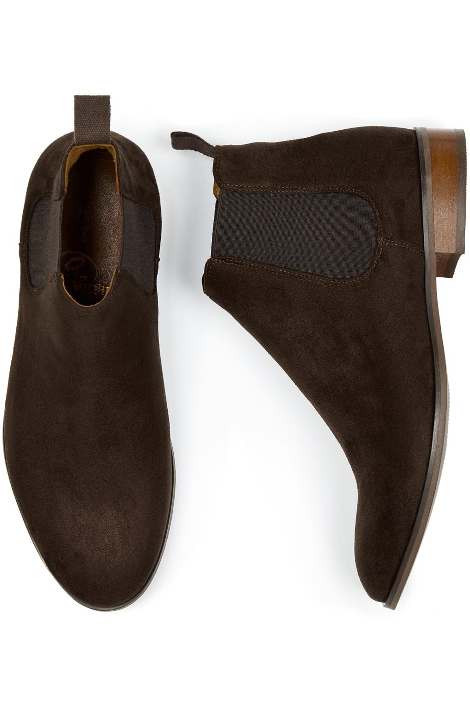 Will's Vegan Store mannen vegan Chelsea Boots Donkerbruin Vegan Suede
