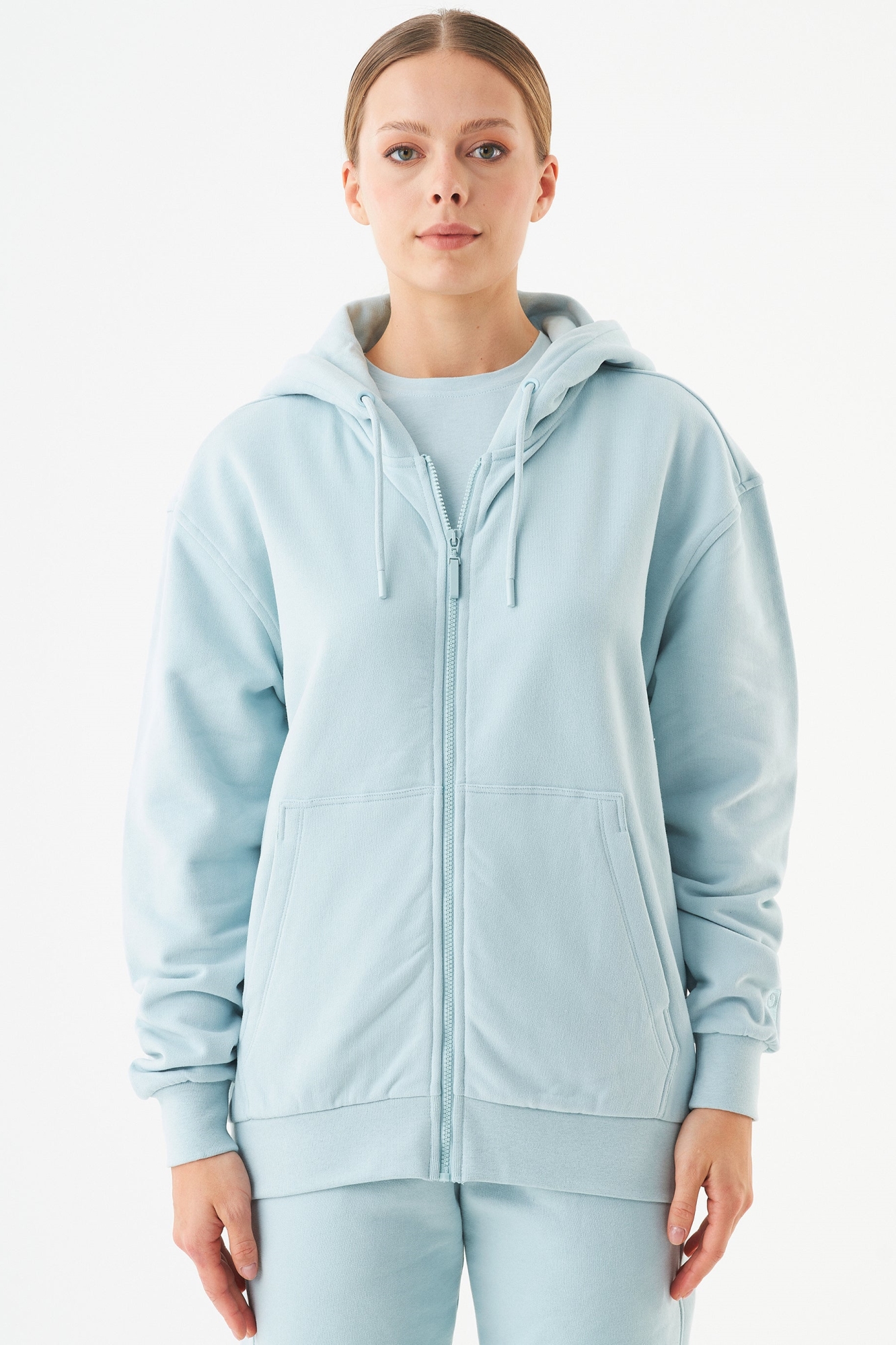 ORGANICATION mannen vegan Unisex Zip-Up Hoodie Junda Mint Blue