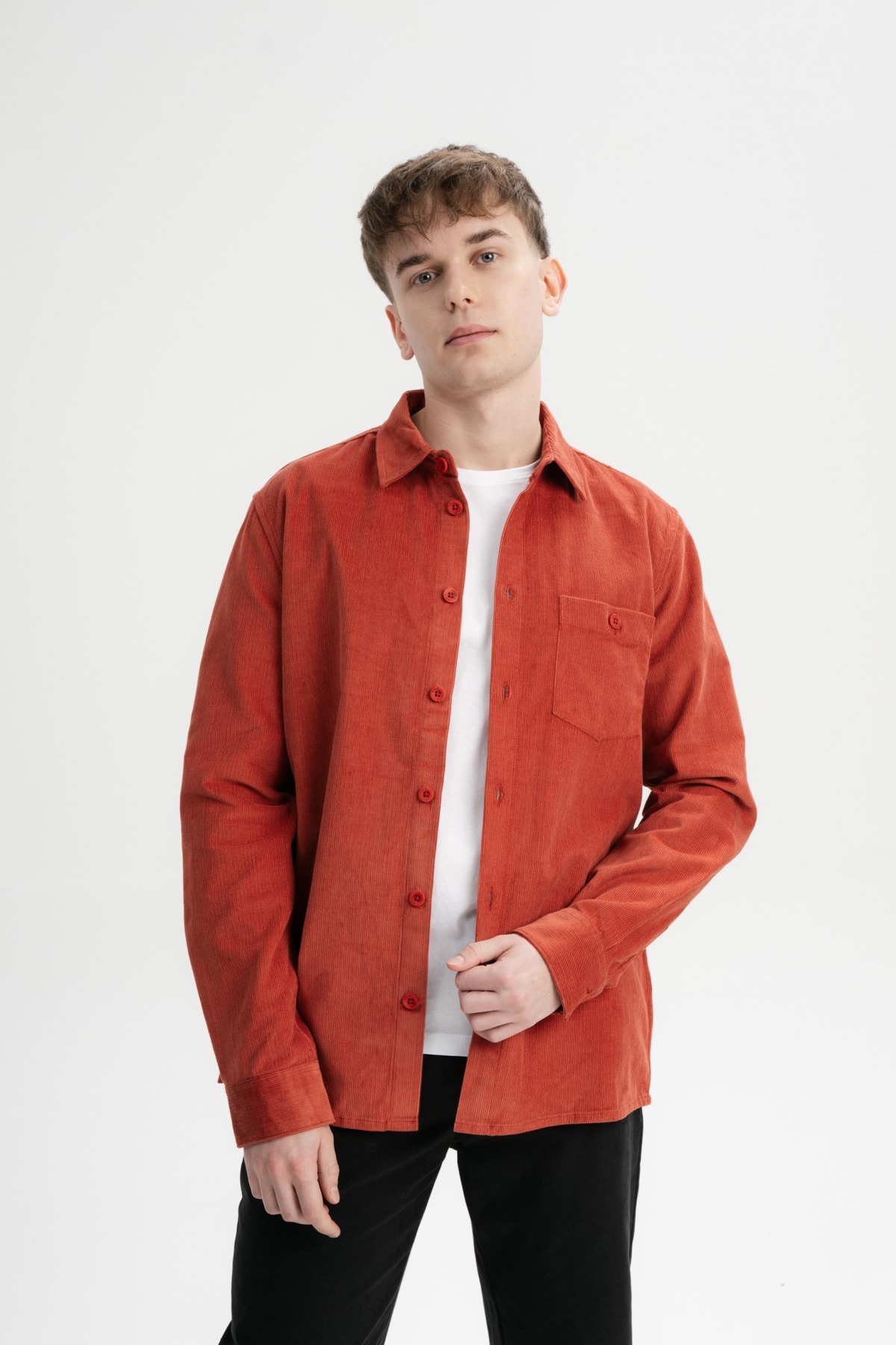 MELA mannen vegan Overhemd Nimit Corduroy Rood
