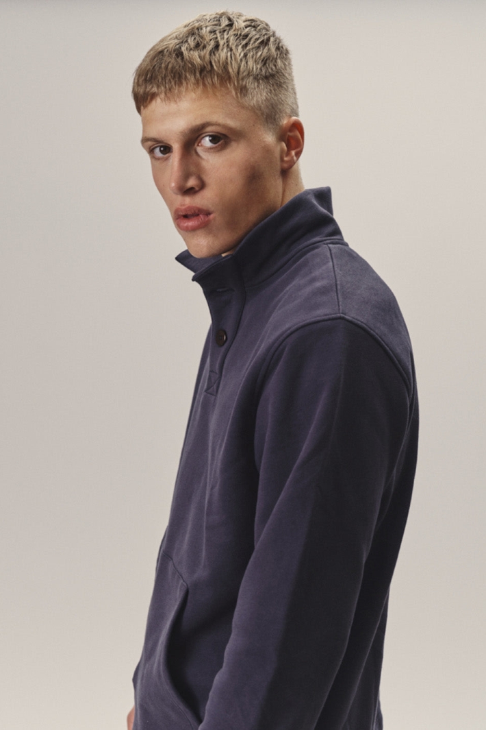 WOTE mannen vegan Sweatshirt Opstaande Kraag Donkerblauw