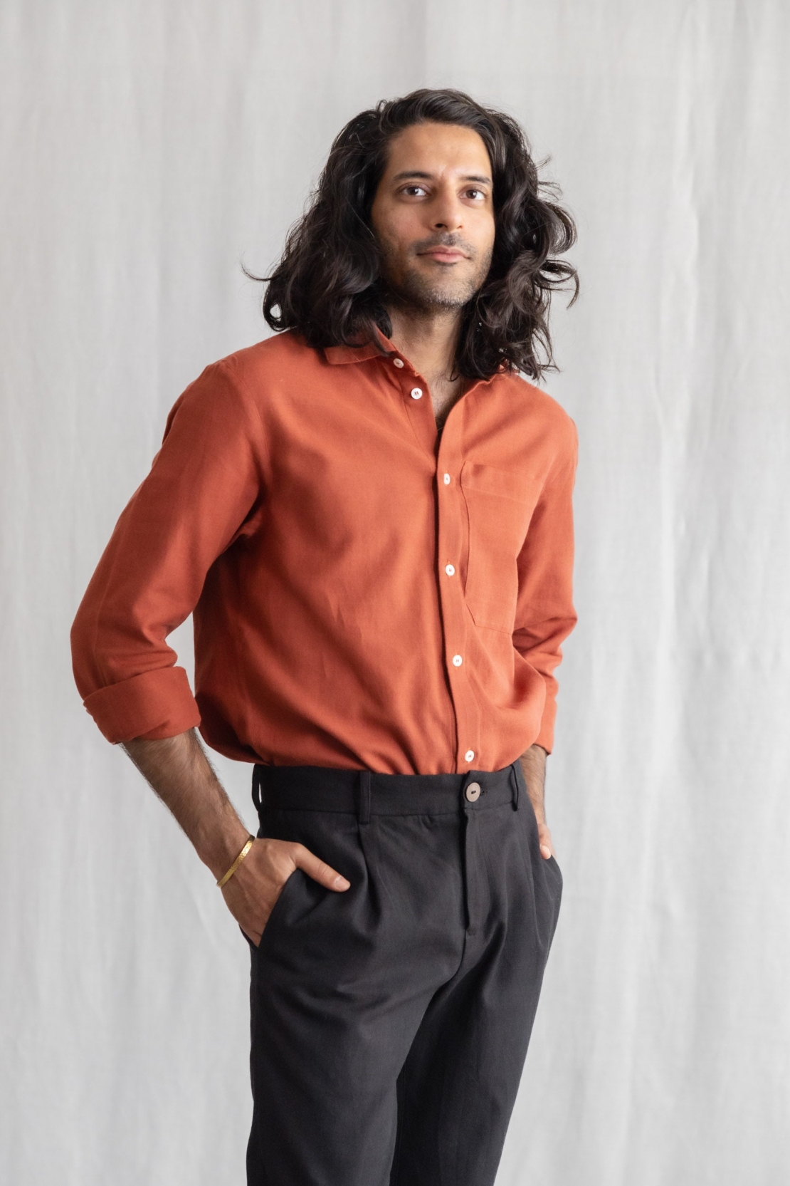 Jyoti - Fair Works mannen vegan Shirt Jwala Mahonie Rood