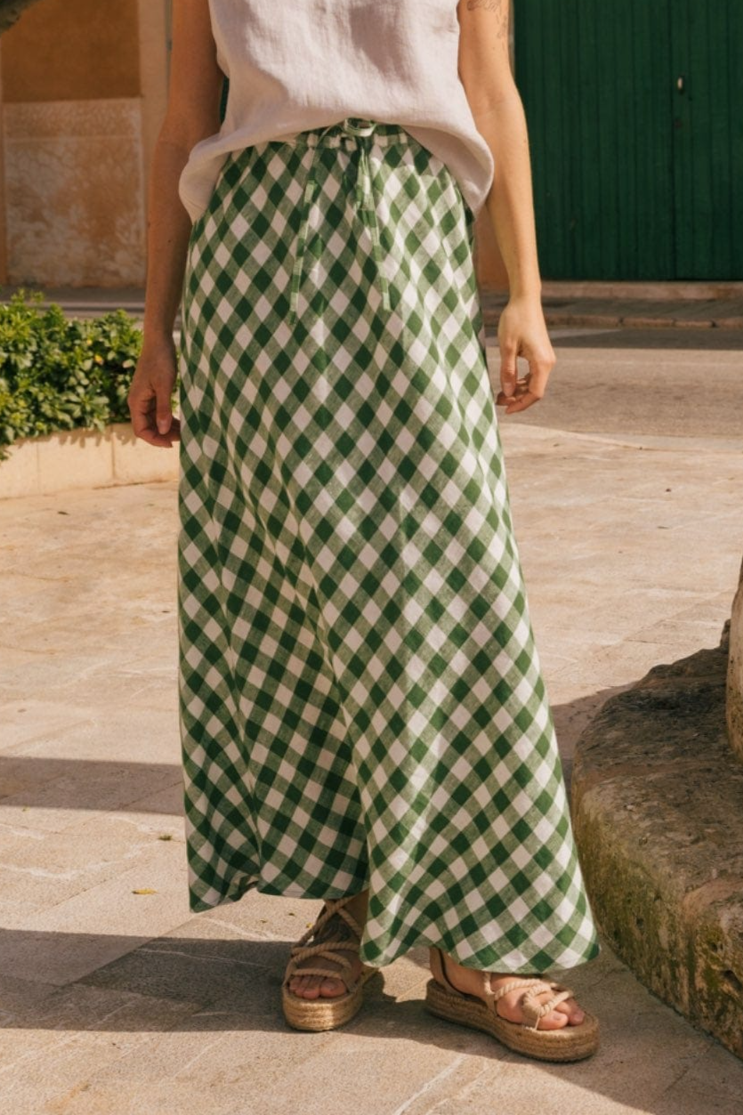 AmourLinen  Rok Slip Ciara Groen Gingham