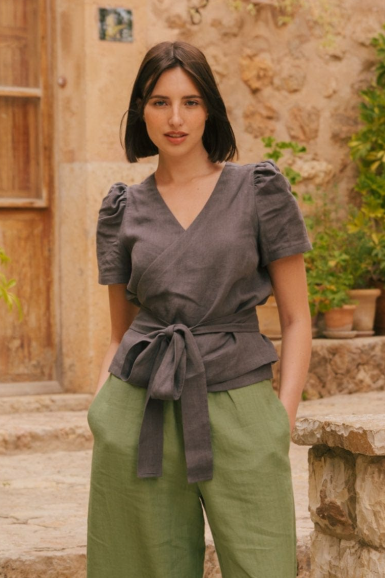 AmourLinen  Wikkeltop Elisa Charcoal