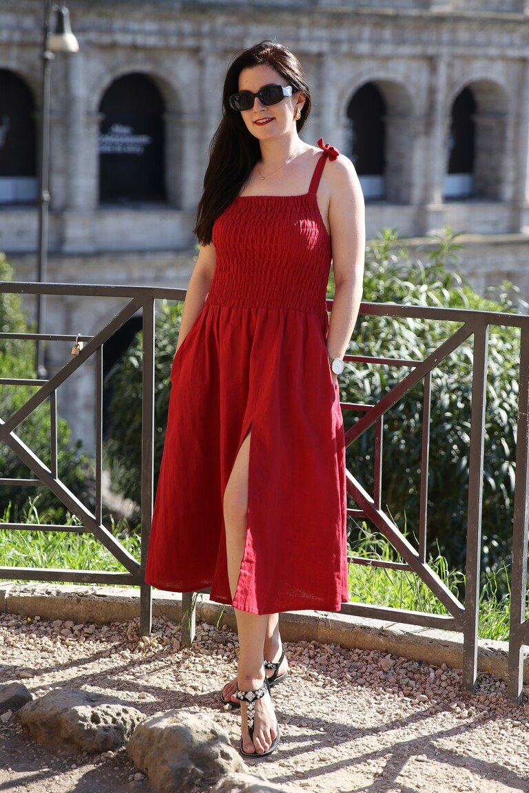 Amber Linen  Jurk Honolulu Rood