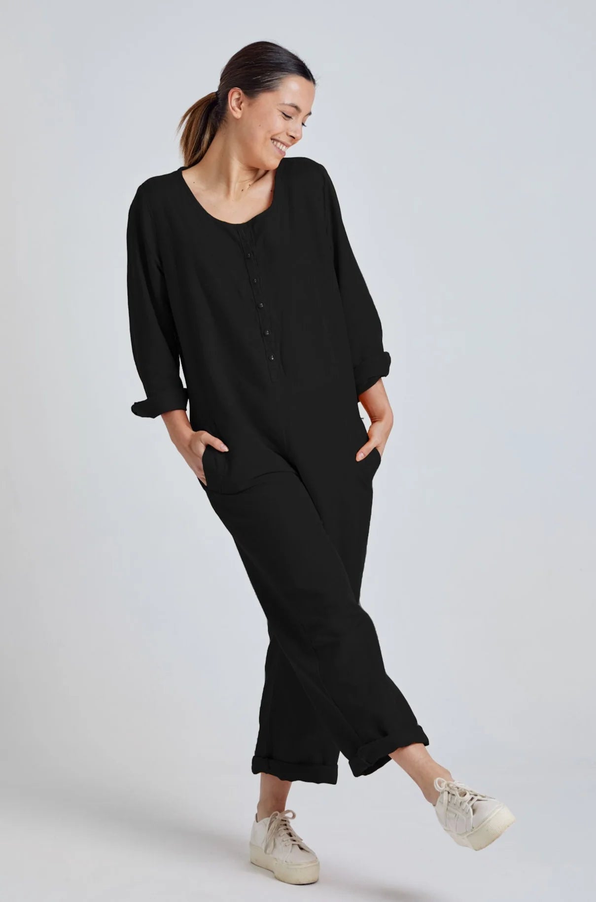 Flax and Loom Clara Jumpsuit - Zwart