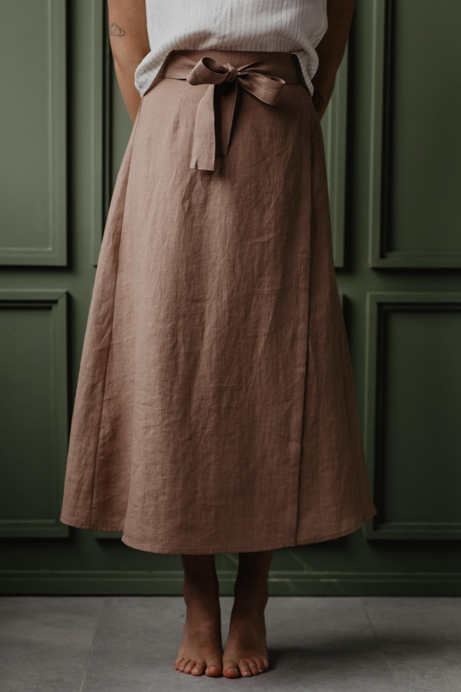 AmourLinen  Wikkelrok Iris Rosy Brown