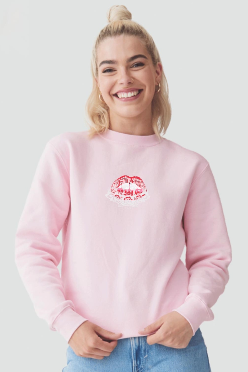 Plant Faced Clothing  Trui Read My Lips Baby Roze