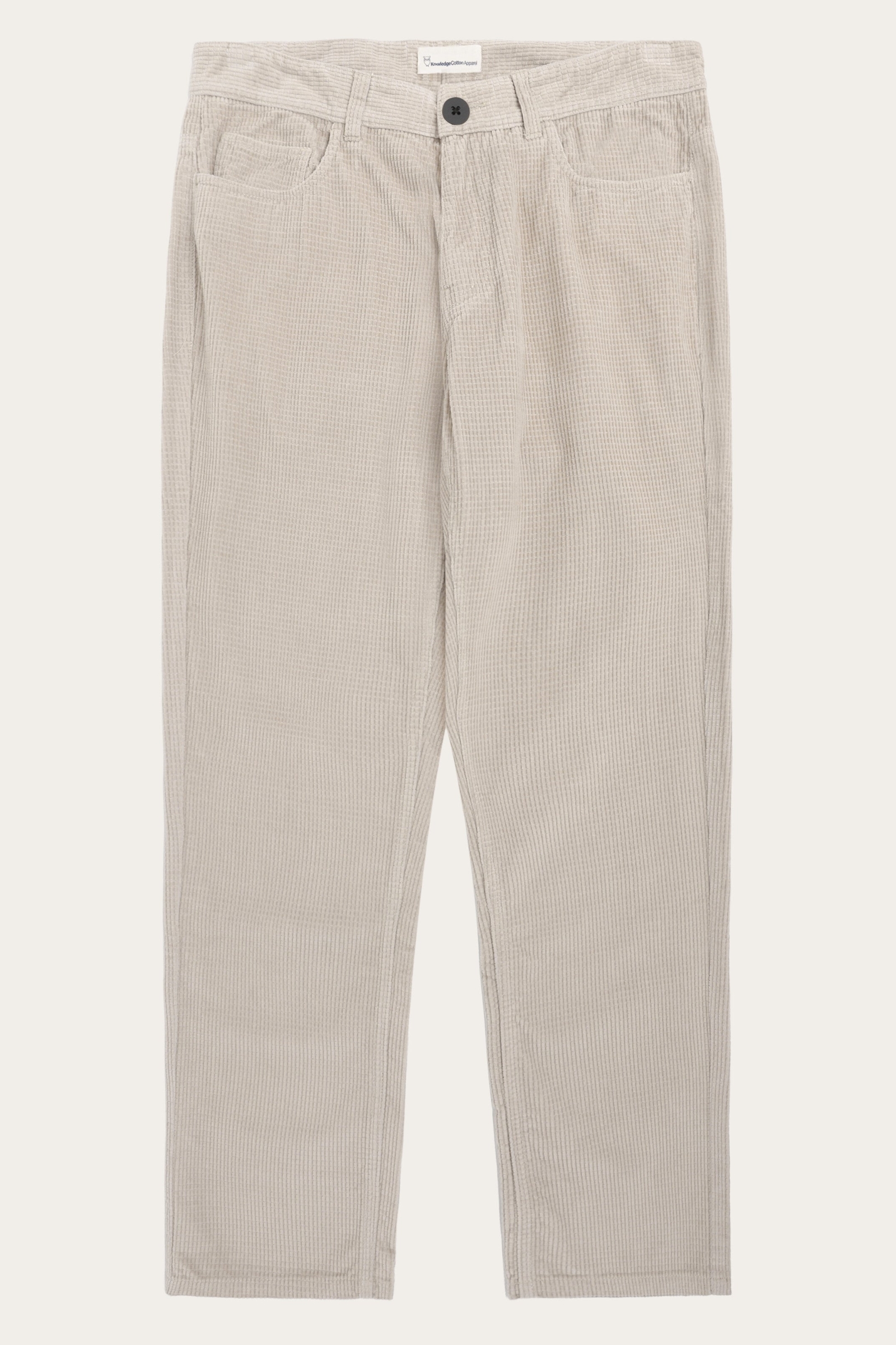 KnowledgeCotton Apparel mannen vegan Broek Corduroy Chuck 5 Pocket Light Feather Gray
