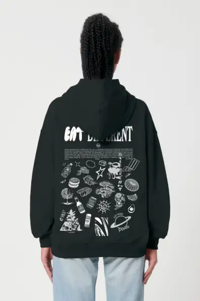 Plant Faced Clothing  Hoodie Deluxe Eet Different Zwart