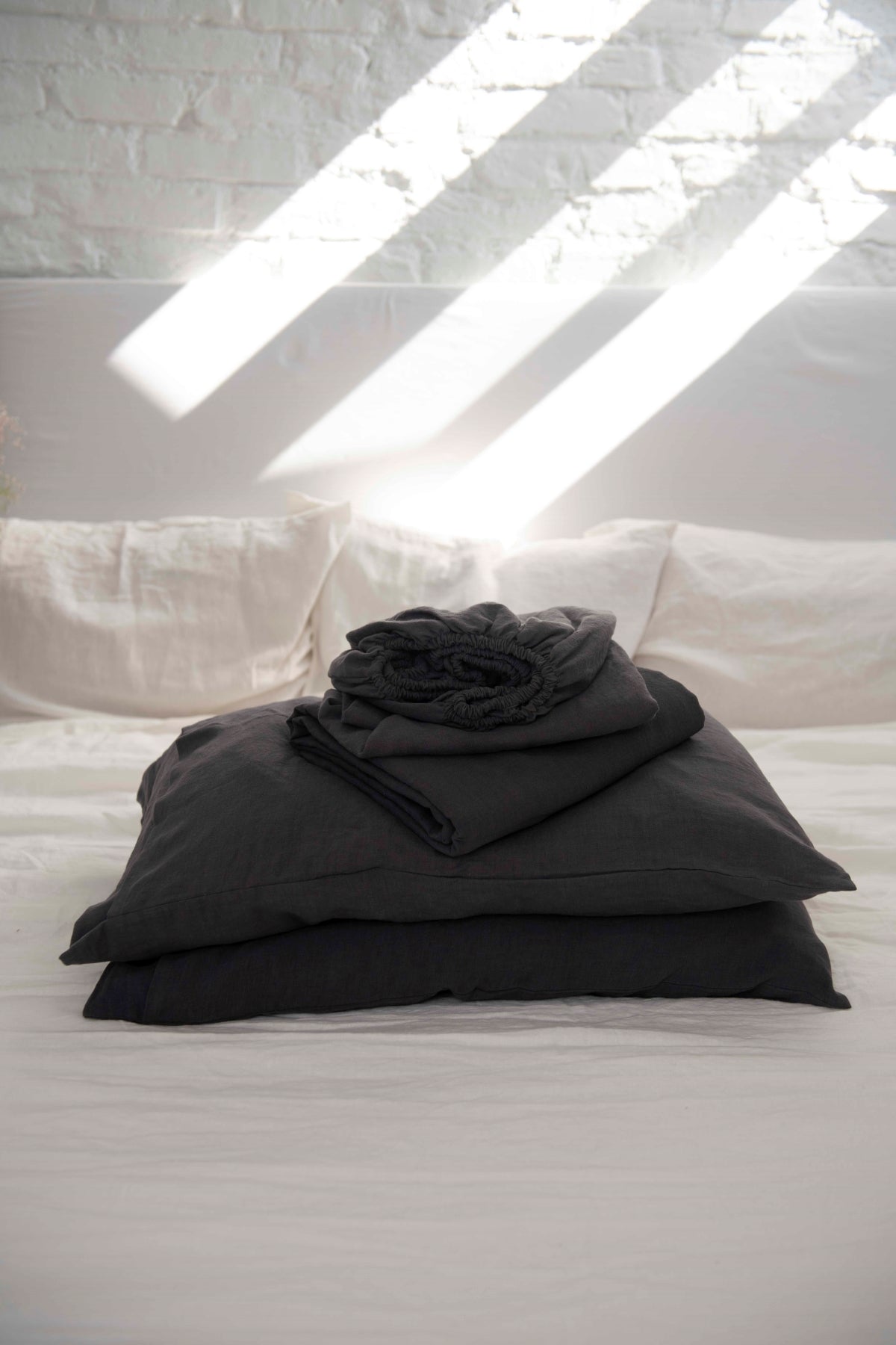 AmourLinen  Linnen Lakens Set Houtskool