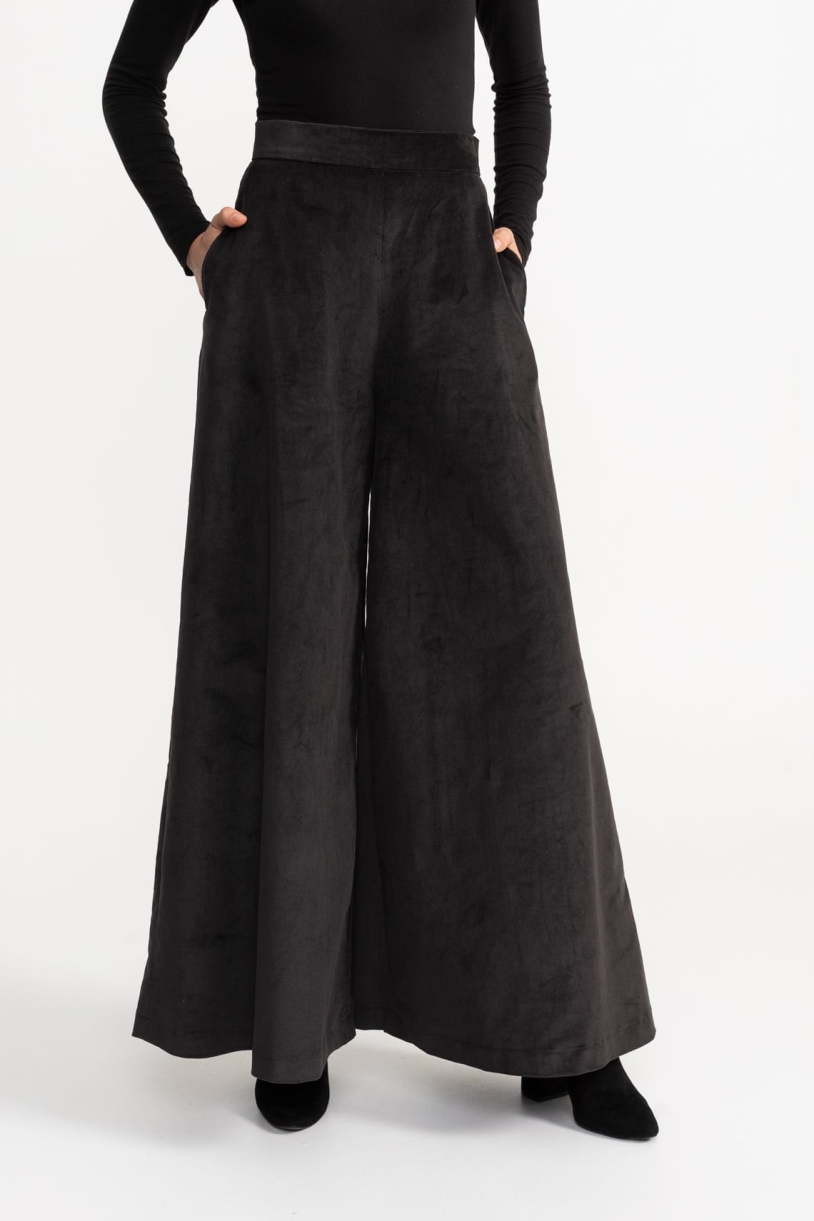 De IONESCU  Broek Palazzo Corduroy Charcoal Grey