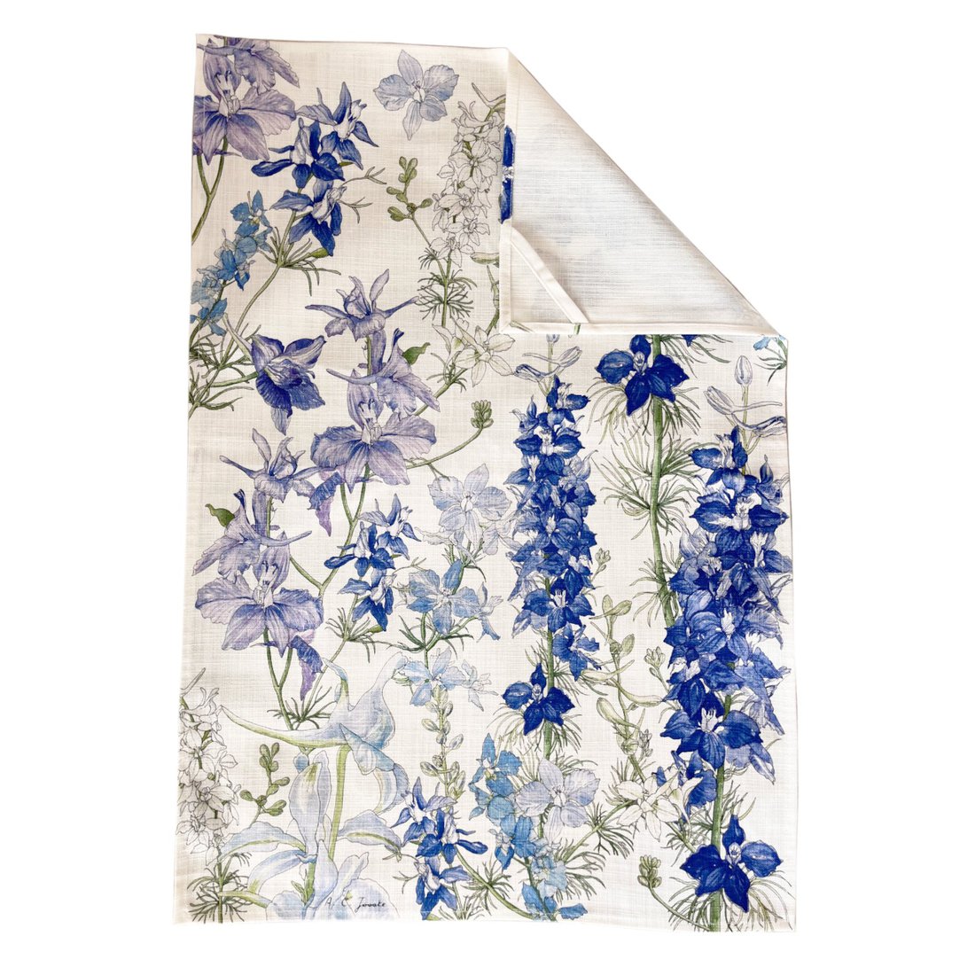 Floral Tea Towel Cotton - Delphinium