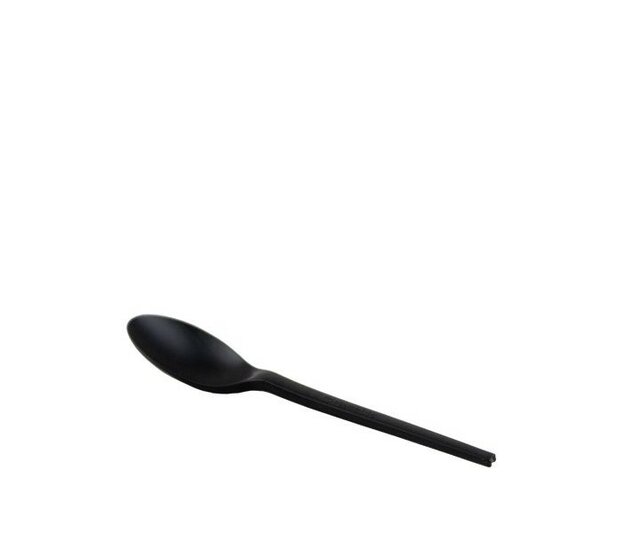CPLA Bio koffie- of dessertlepel 13cm zwart, pak van 50 stuks