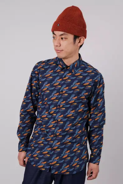 Brava Fabrics mannen vegan Ucon Palma Normaal Overhemd Marine
