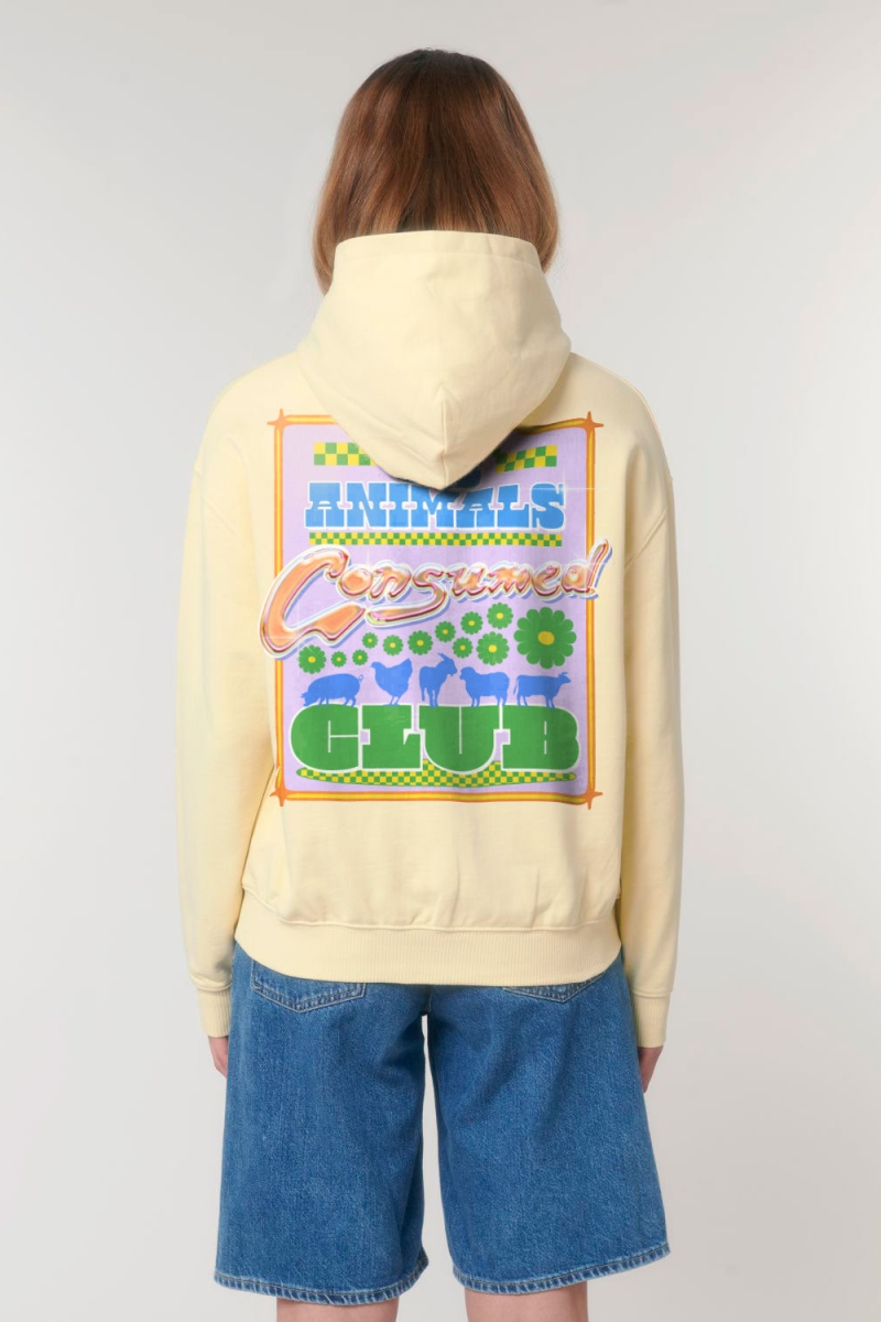 Plant Faced Clothing mannen vegan Hoodie Geen Dieren Verbruikt Club Geel