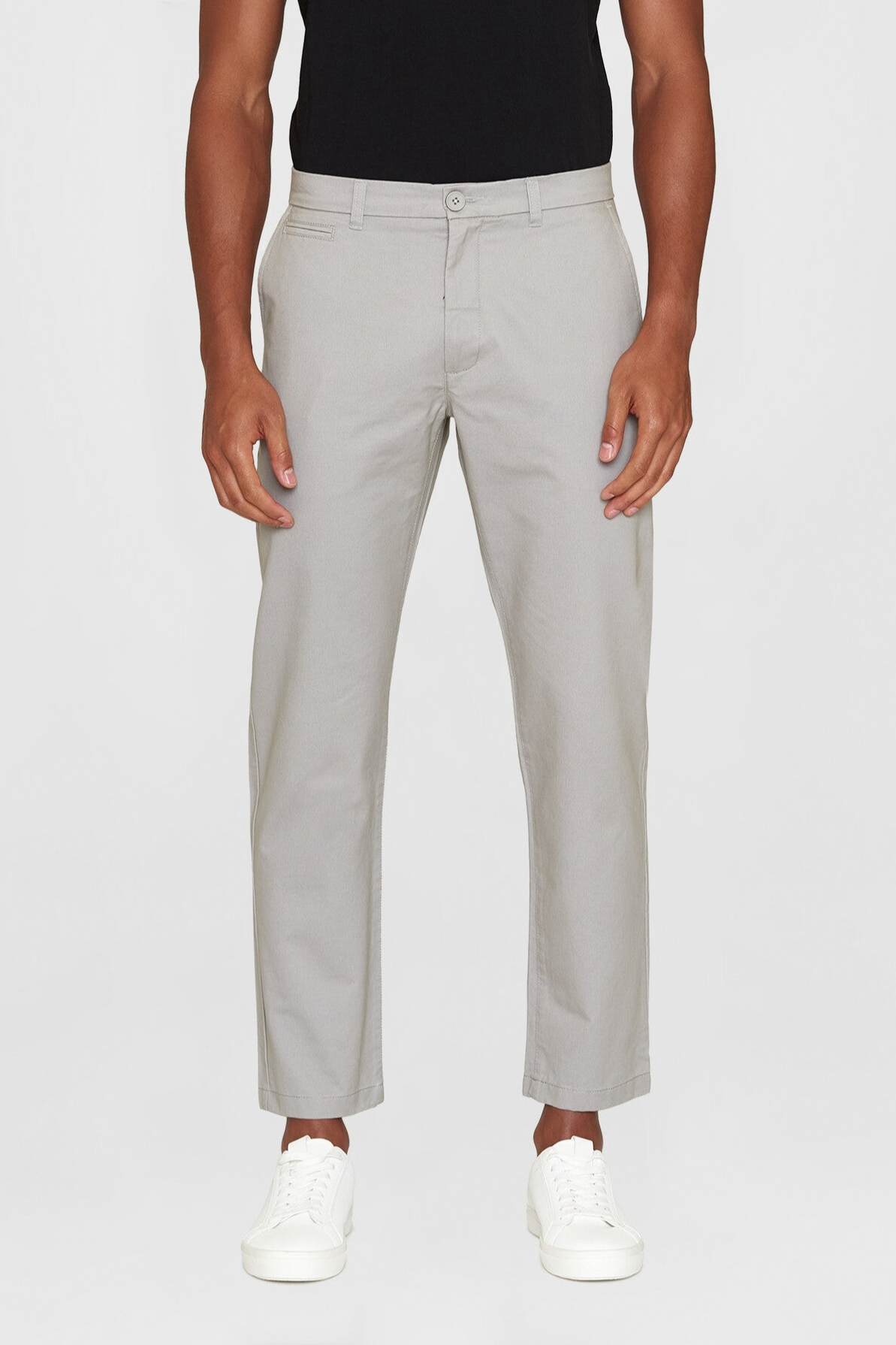 KnowledgeCotton Apparel mannen vegan Chinobroek Chuck Regular Twill Alloy Grijs