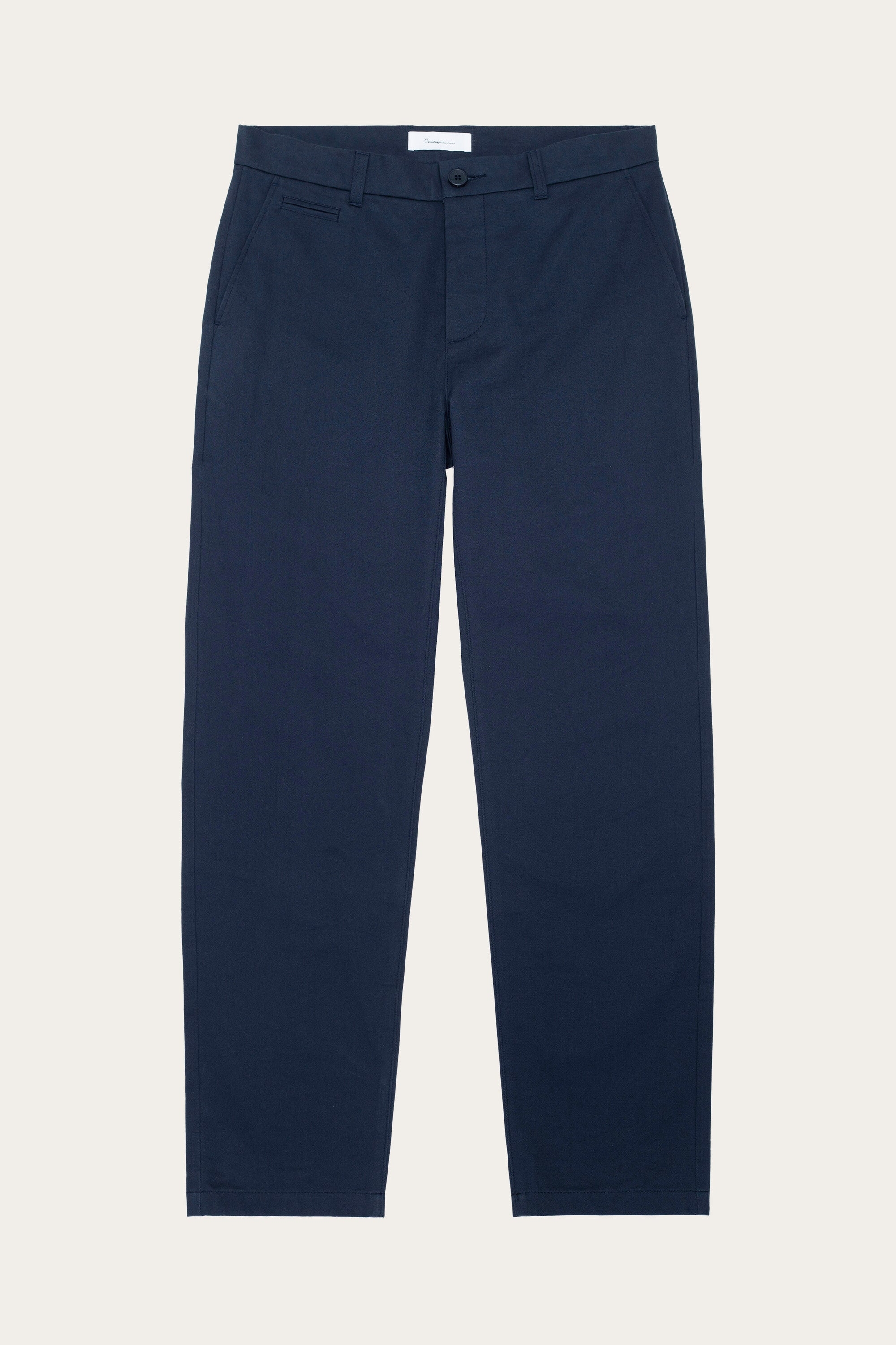 KnowledgeCotton Apparel mannen vegan Chinobroek Chuck Regular Twill Total Eclipse Marineblauw