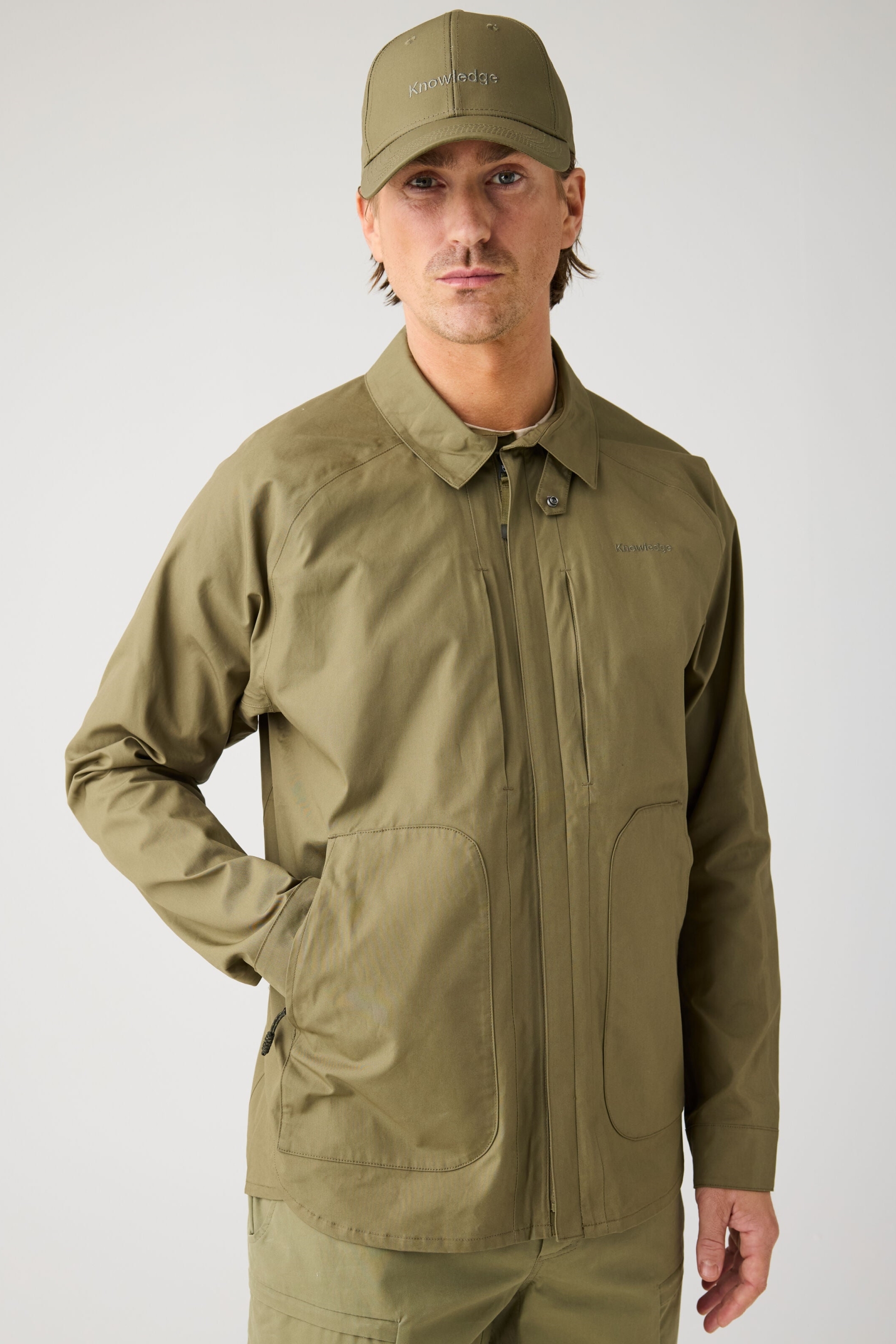 KnowledgeCotton Apparel mannen vegan Jack Vent Canvas 200 Burned Olive